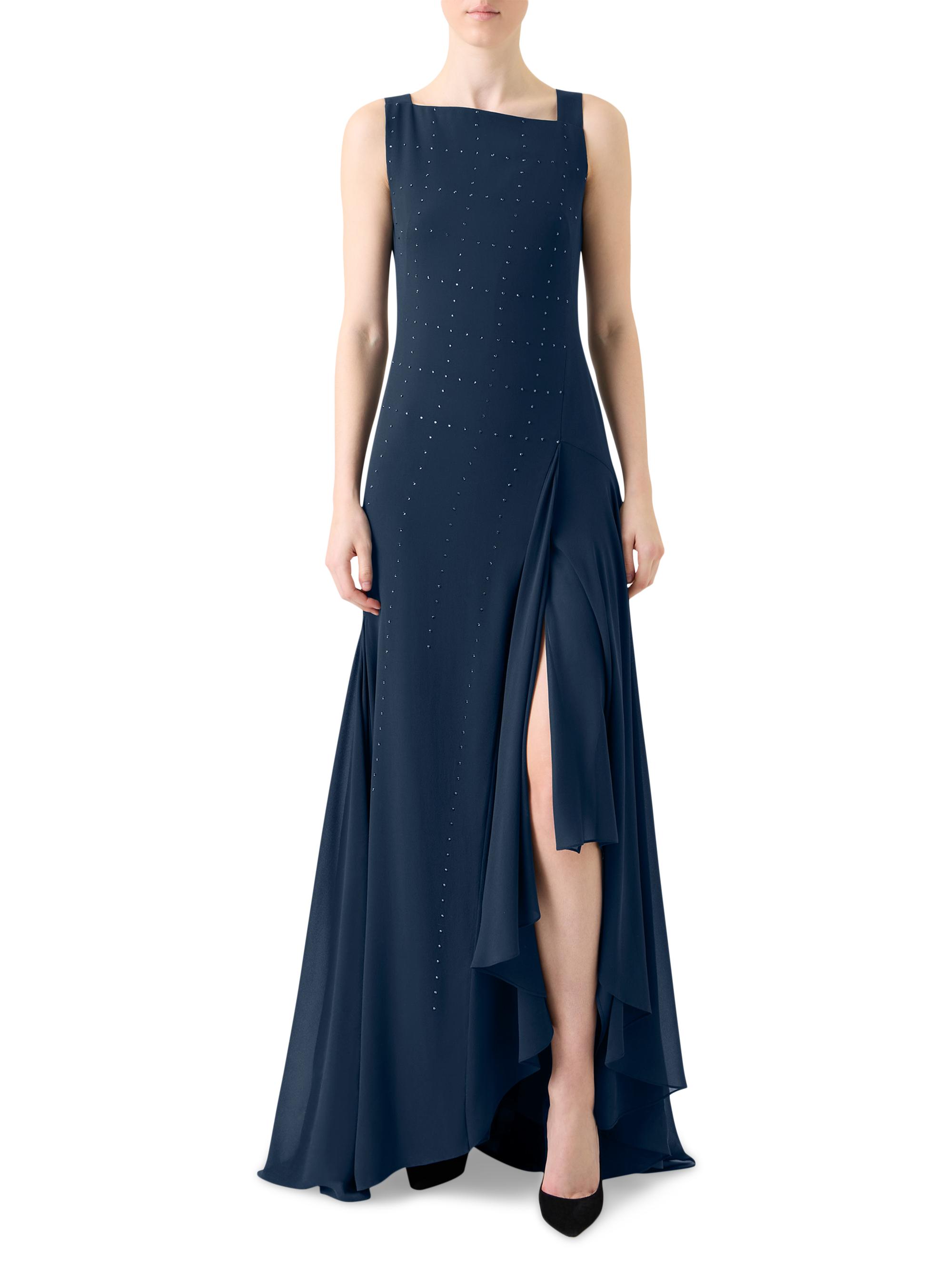 アクリス　AKRIS ロイヤルブルー　シルクワンピース Akris Crystal-Embellished Silk Gown | Saks Fifth Avenue