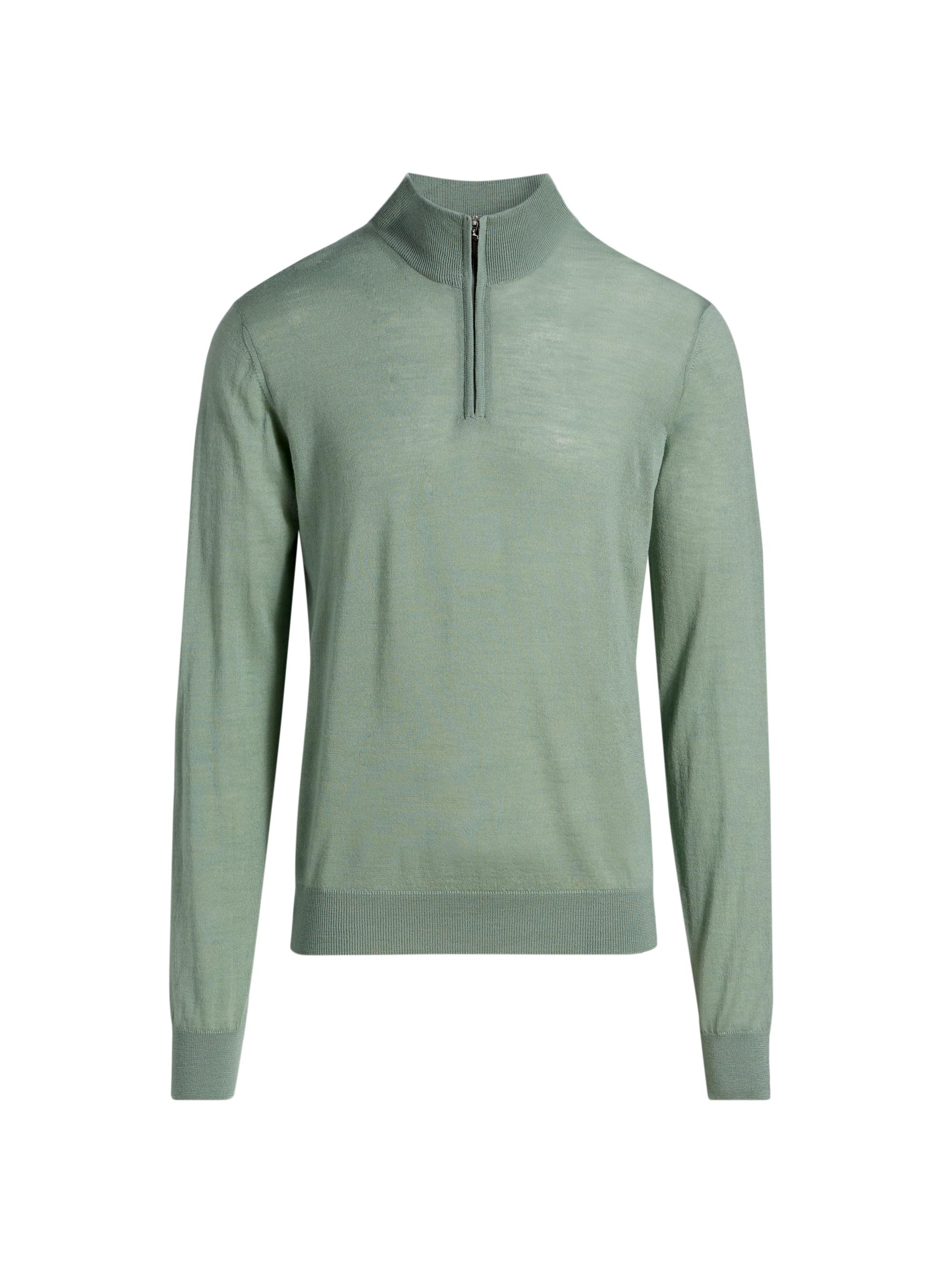 Saks Fifth Avenue Men's Wool-Cashmere Quarter-Zip Sweater - Sage