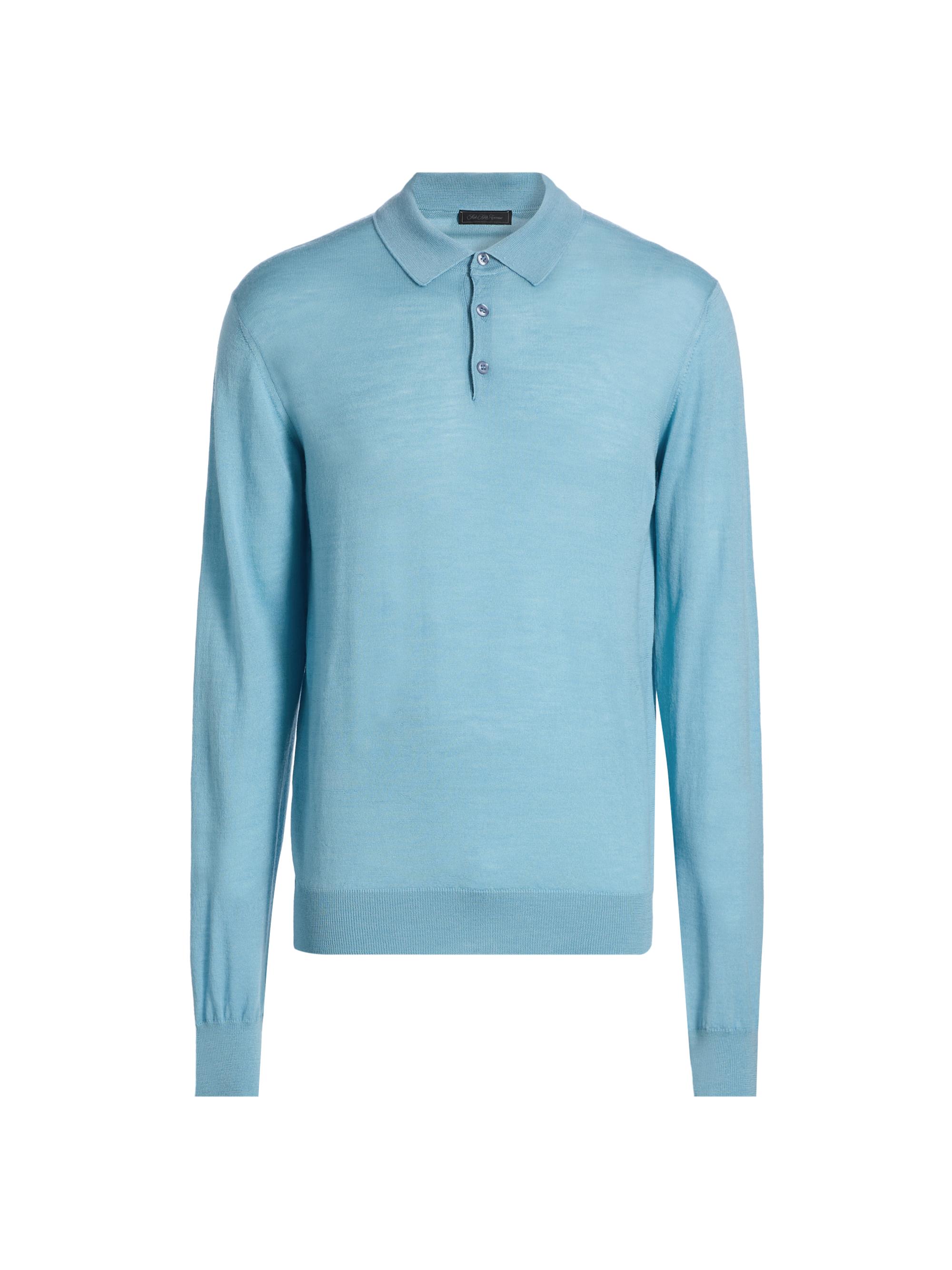 Saks Fifth Avenue Men's COLLECTION Merino Wool-Cashmere Long-Sleeve Polo Sweater - Bright Blue