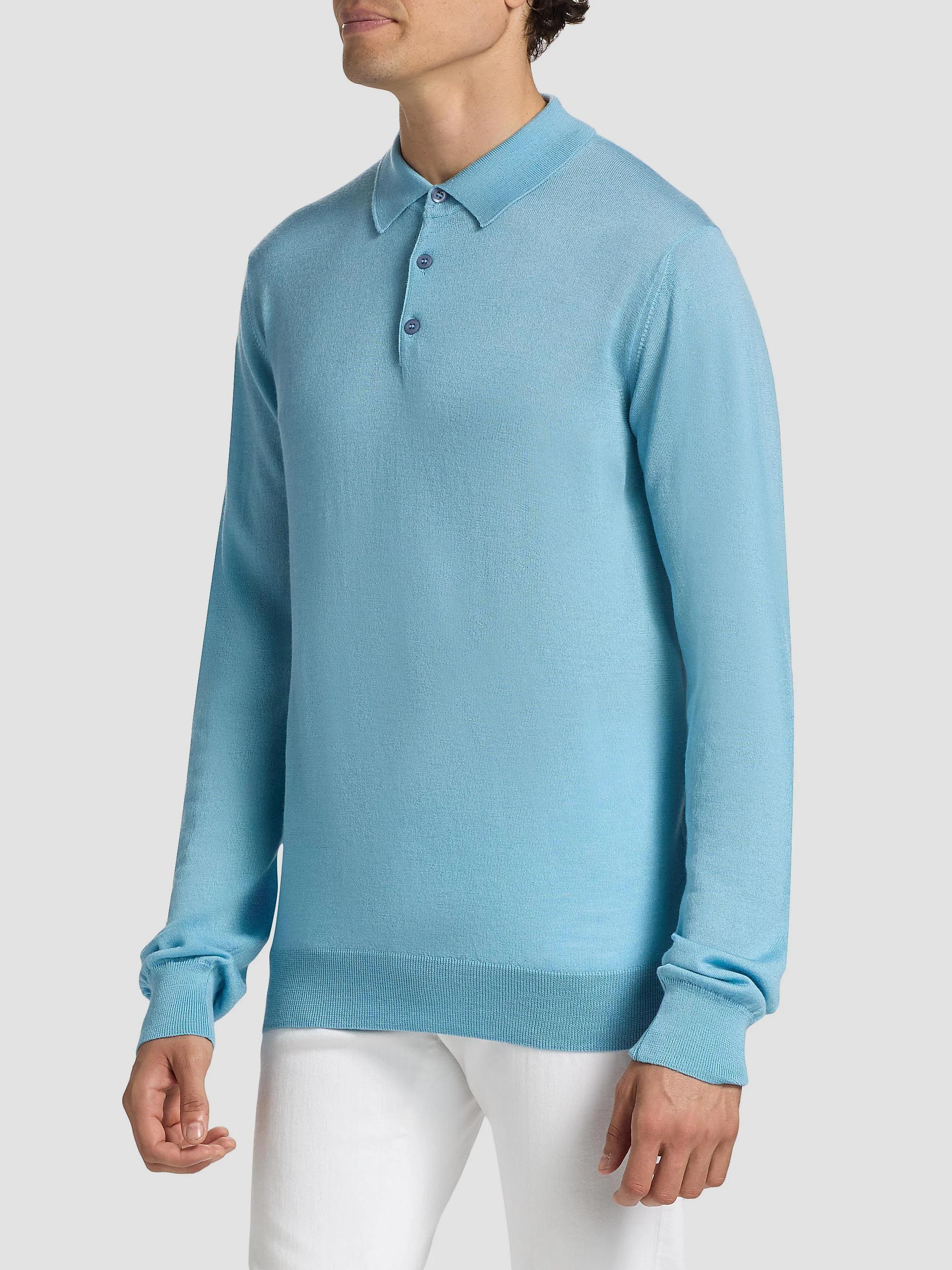Saks Fifth Avenue COLLECTION Merino Wool-Cashmere Long-Sleeve Polo