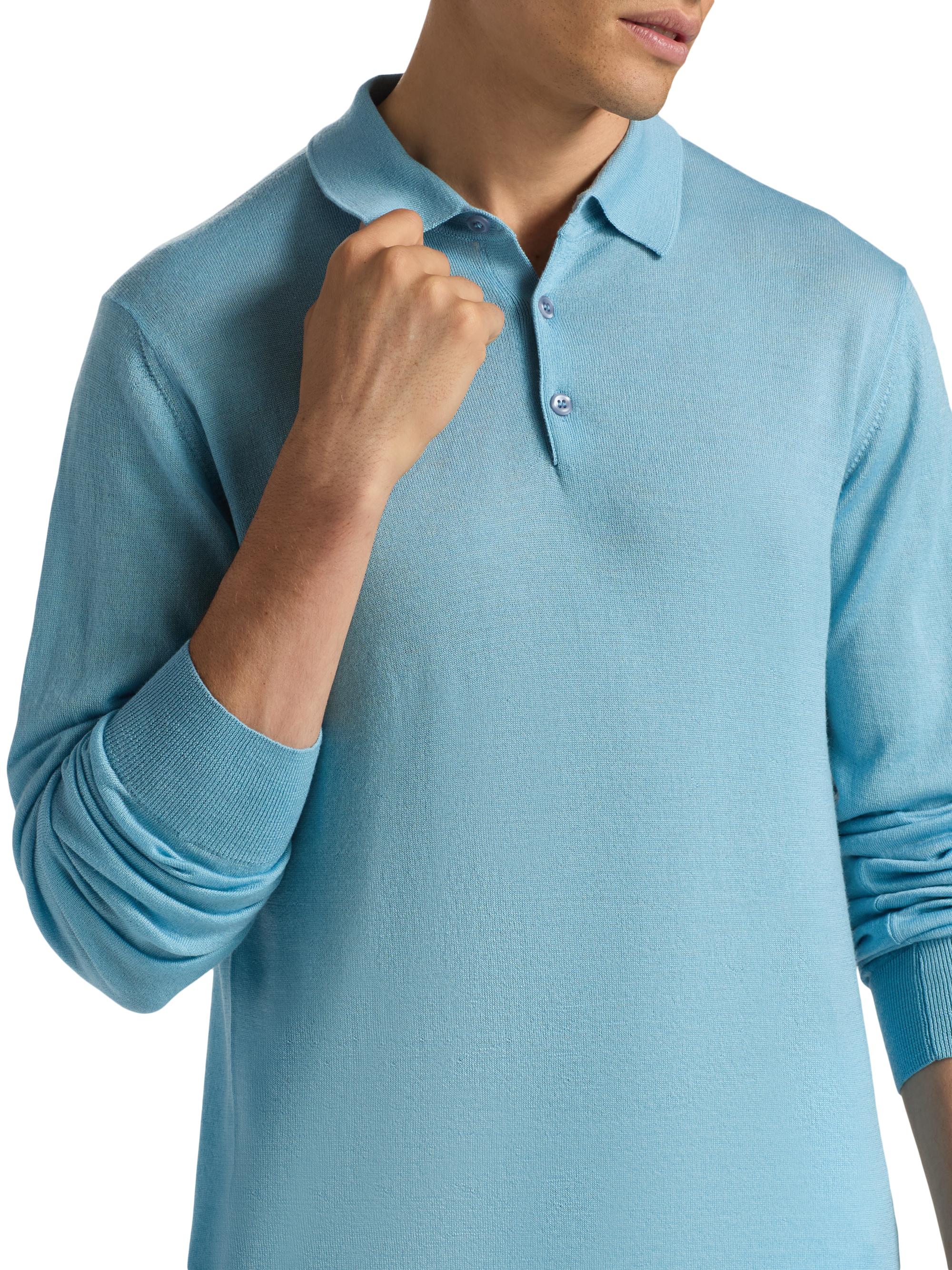 Saks Fifth Avenue COLLECTION Merino Wool-Cashmere Long-Sleeve Polo