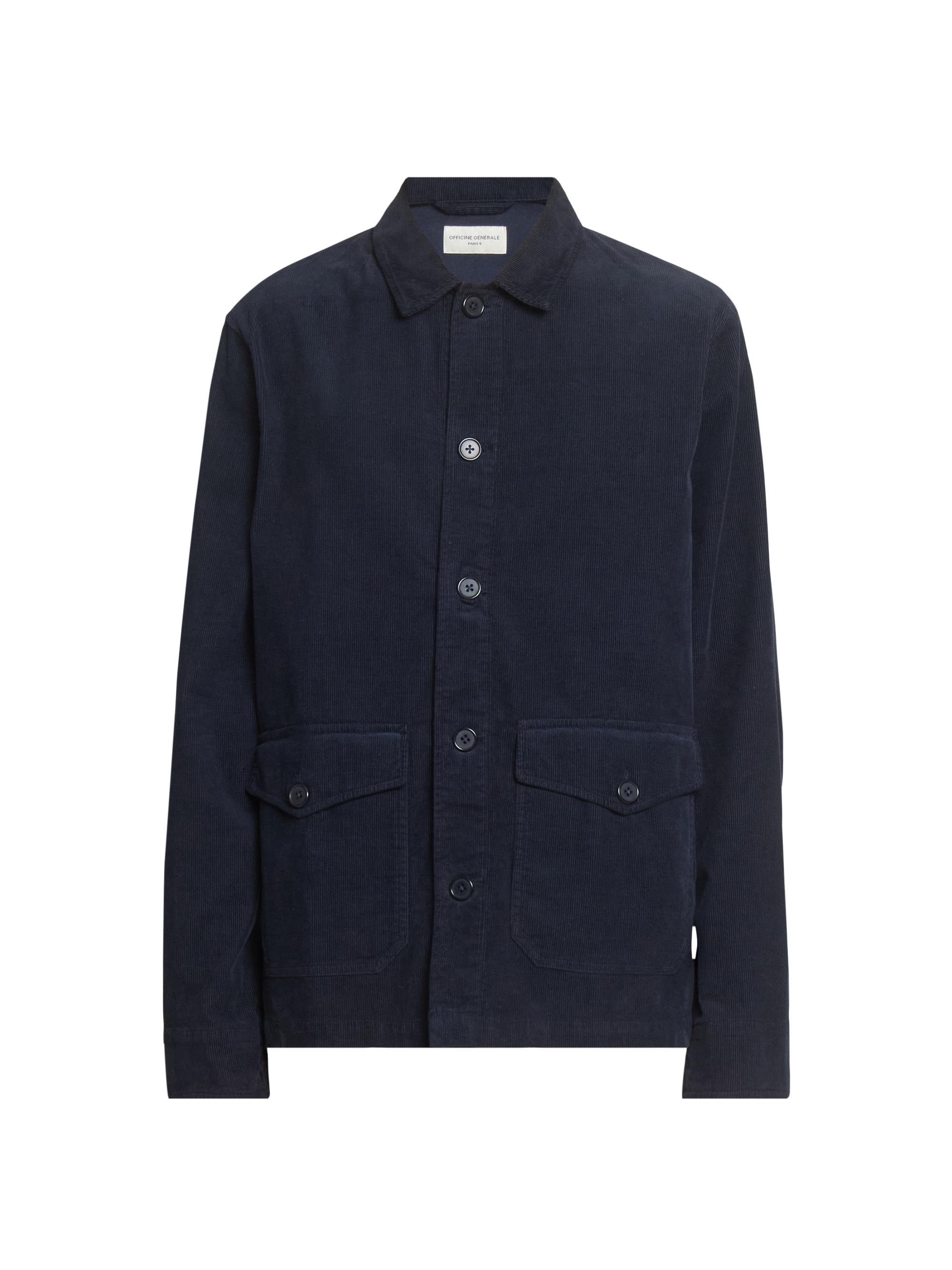 Officine Générale Men's Ezel Garment-Dyed Cotton Corduroy Shirt - Dark Navy