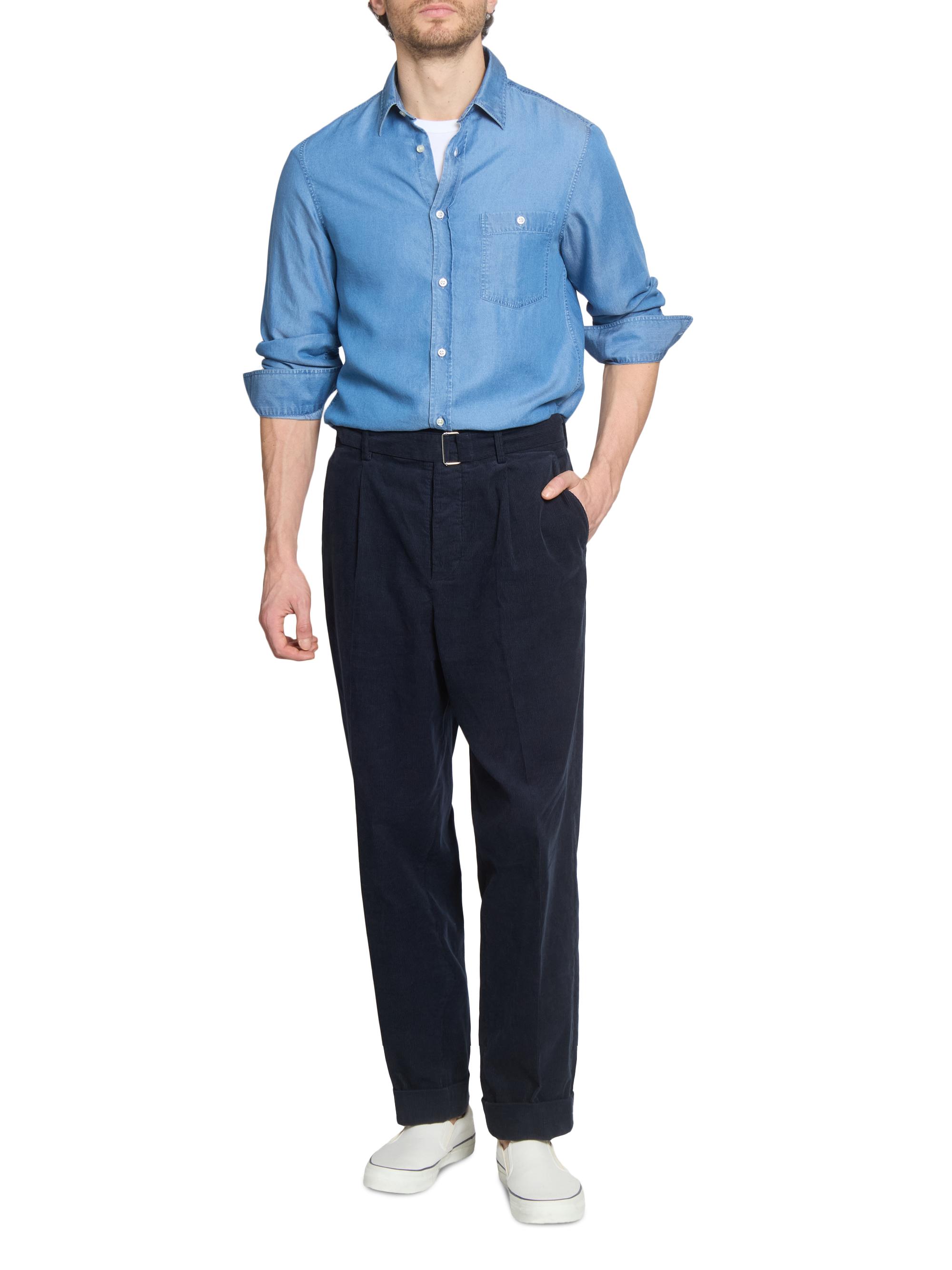 Officine Générale Men's Alex Washed Button-Front Shirt - Medium Indigo