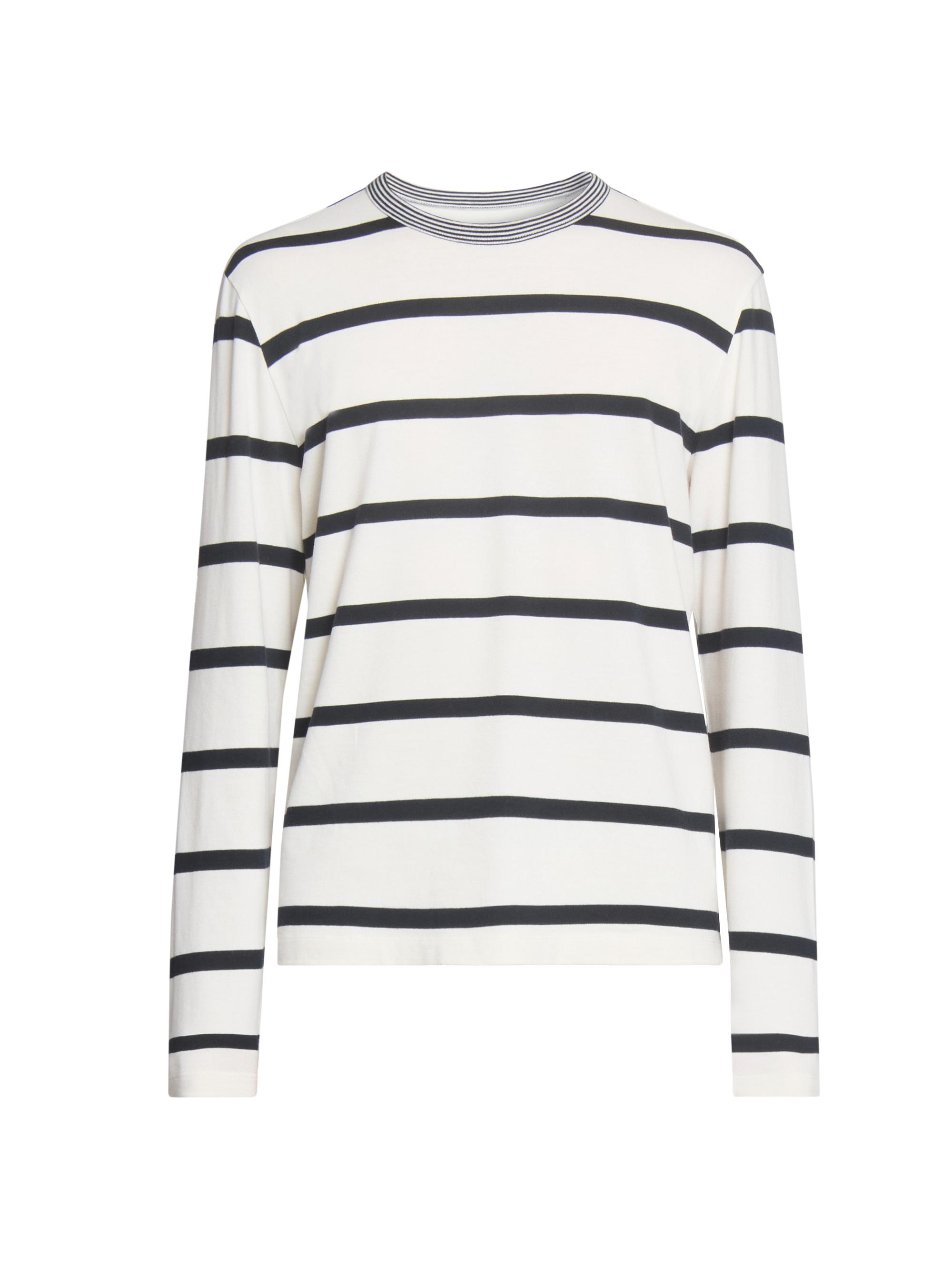 Officine Générale Men's Striped Long-Sleeve T-Shirt - Ecru Dark Navy