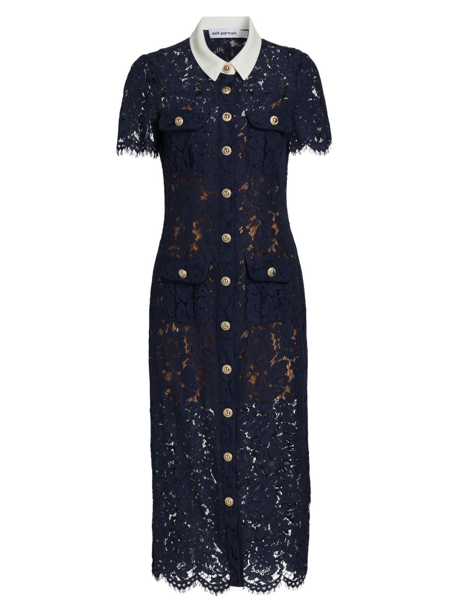 Self-Portrait Lace Sheath Midi-Dress | Saks Fifth Avenue