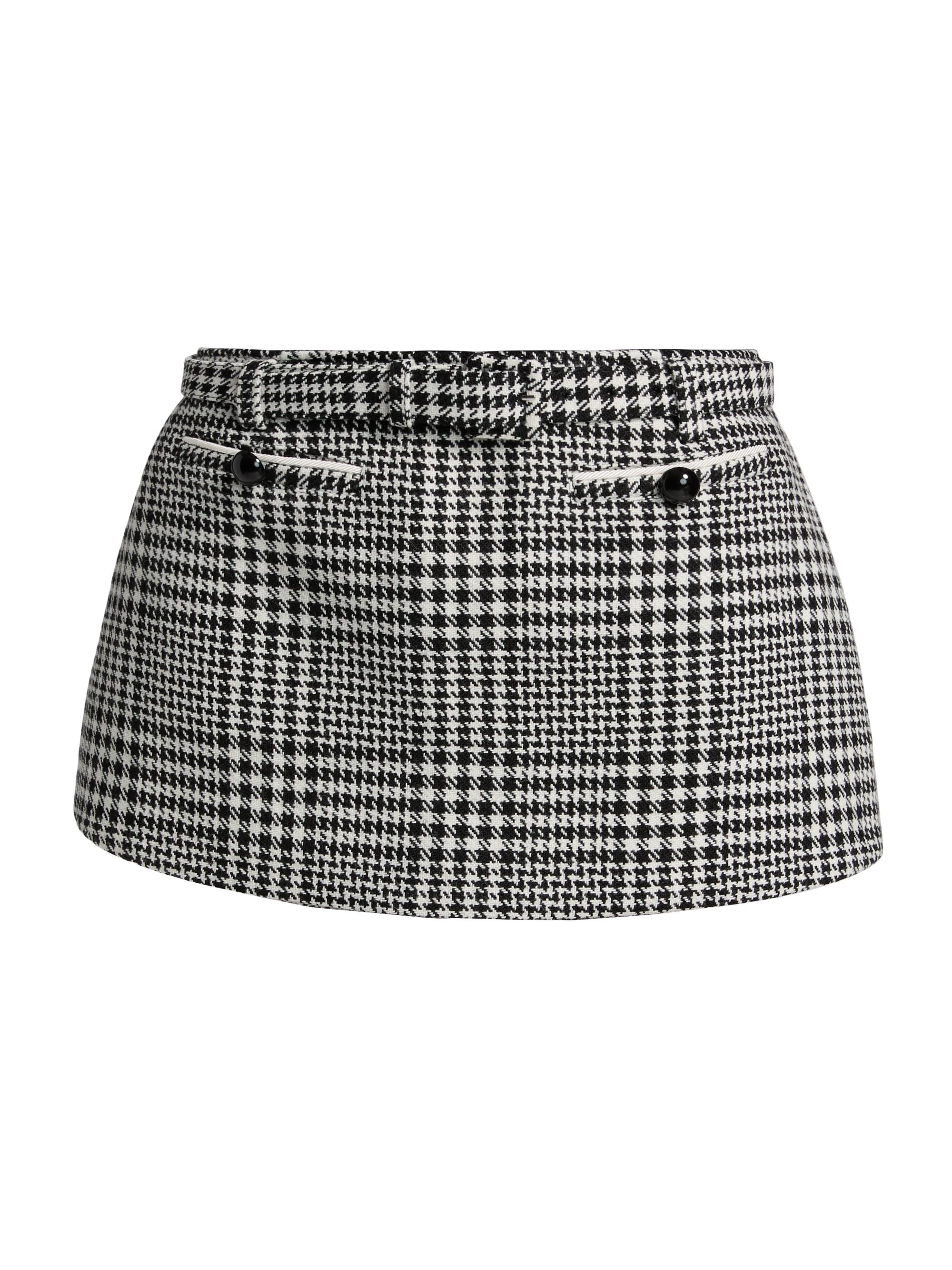 Self-Portrait Women's Houndstooth Wool-Blend Mini Skort - Black And White