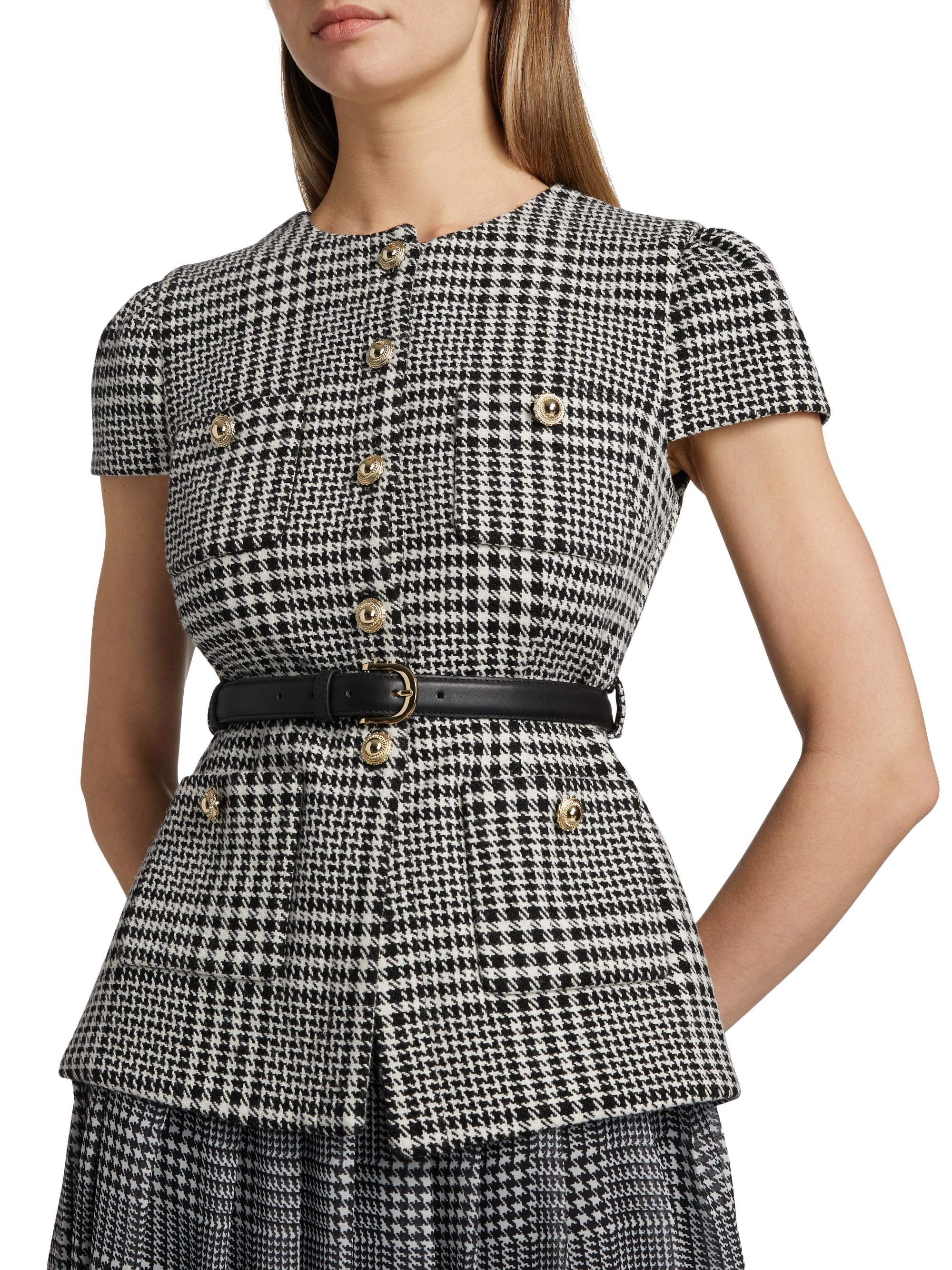Self-Portrait Houndstooth Belted Midi-Dress | Saks Fifth Avenue