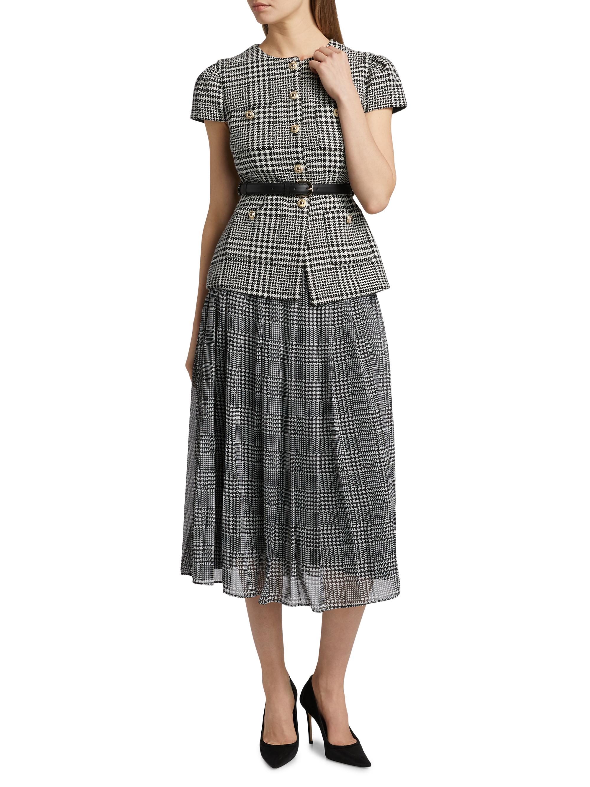 Self-Portrait Houndstooth Belted Midi-Dress | Saks Fifth Avenue