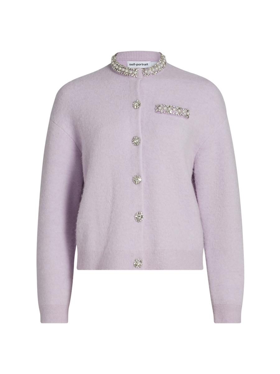 Self-Portrait Embellished-Trim Cardigan | Saks Fifth Avenue
