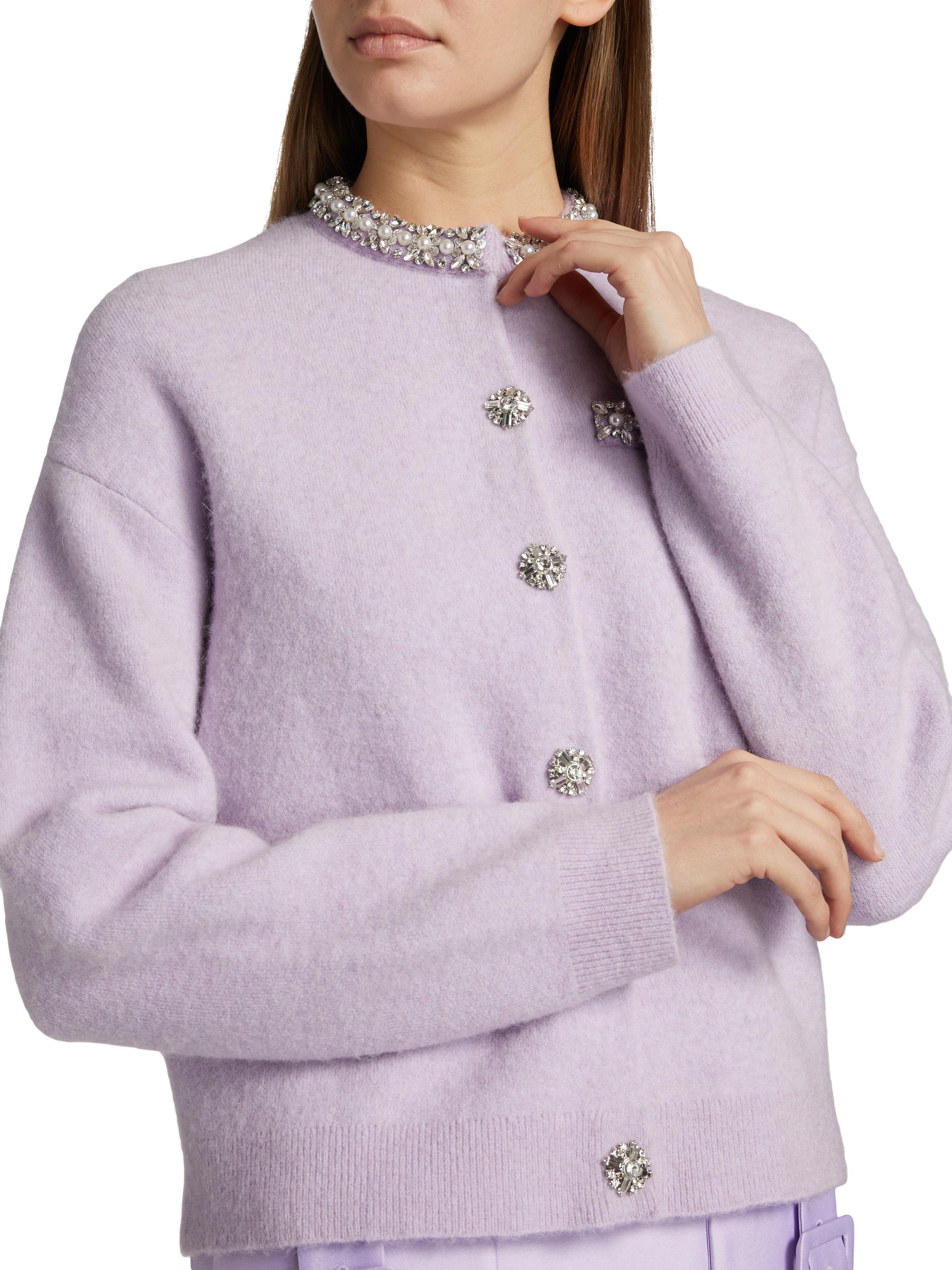 Self-Portrait Embellished-Trim Cardigan | Saks Fifth Avenue