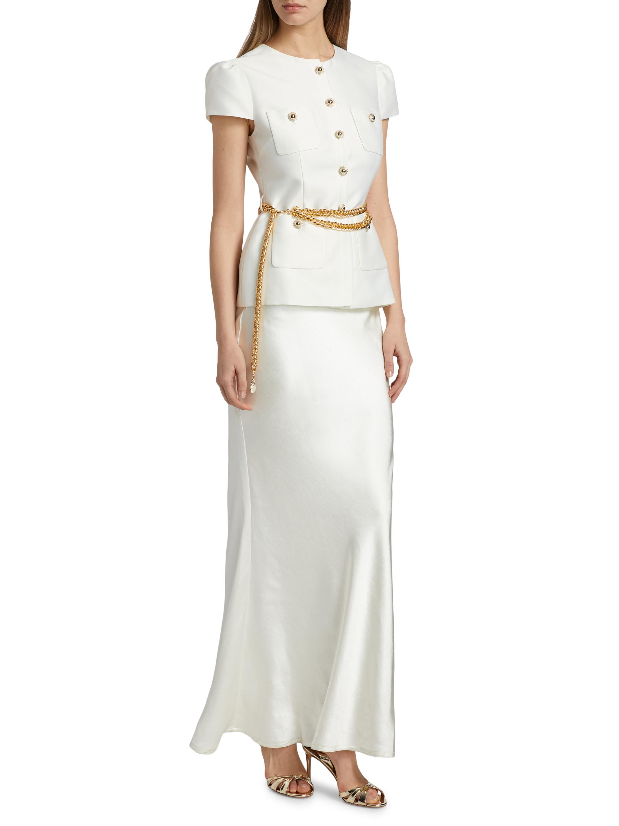 Self-Portrait Taffeta Chain-Belt Maxi Dress | Saks Fifth Avenue