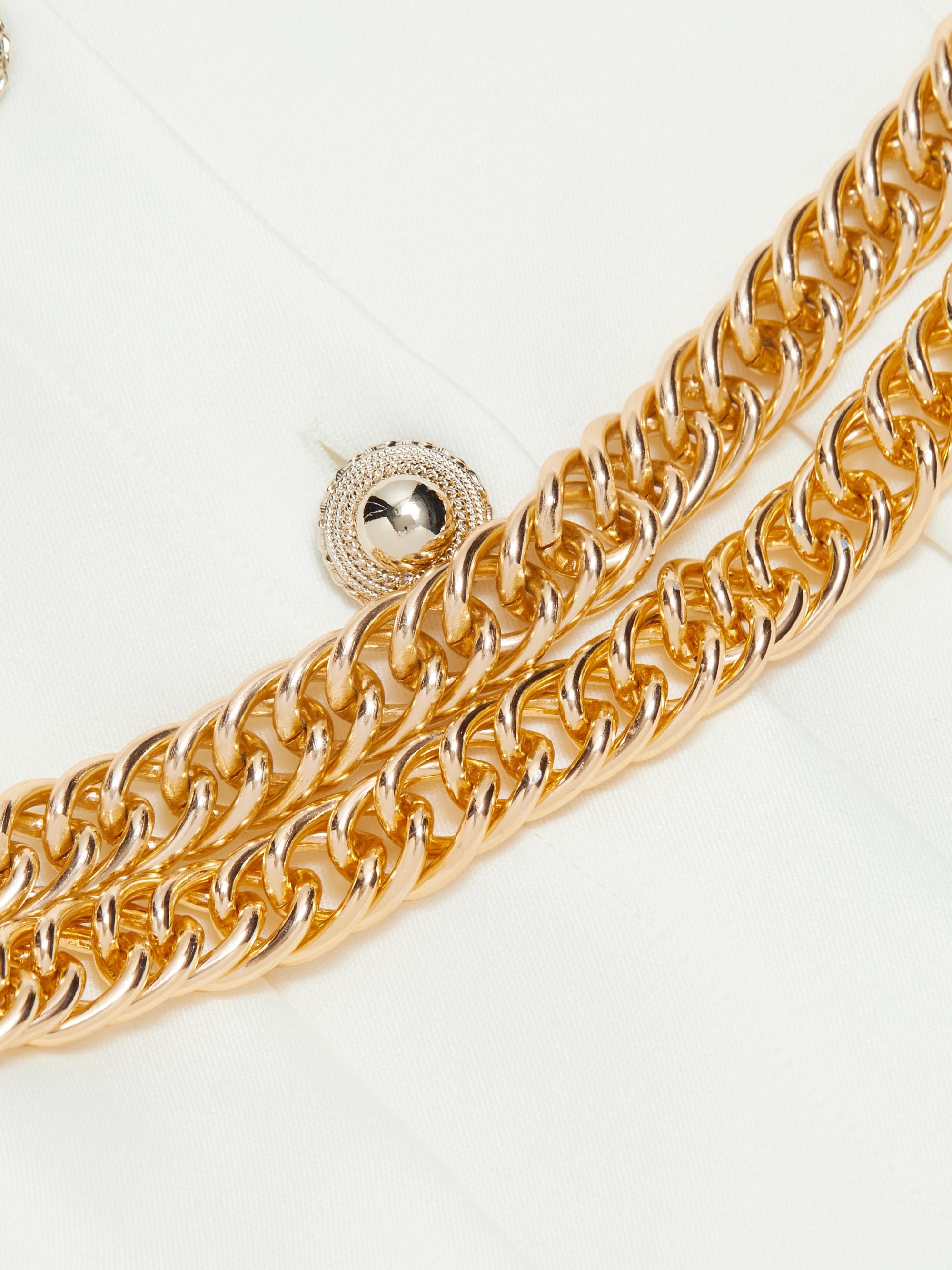 champagne and rose gold dress Chanel // Fall 2001 Black & Gold Chain Belt – VSP Consignment main image 1