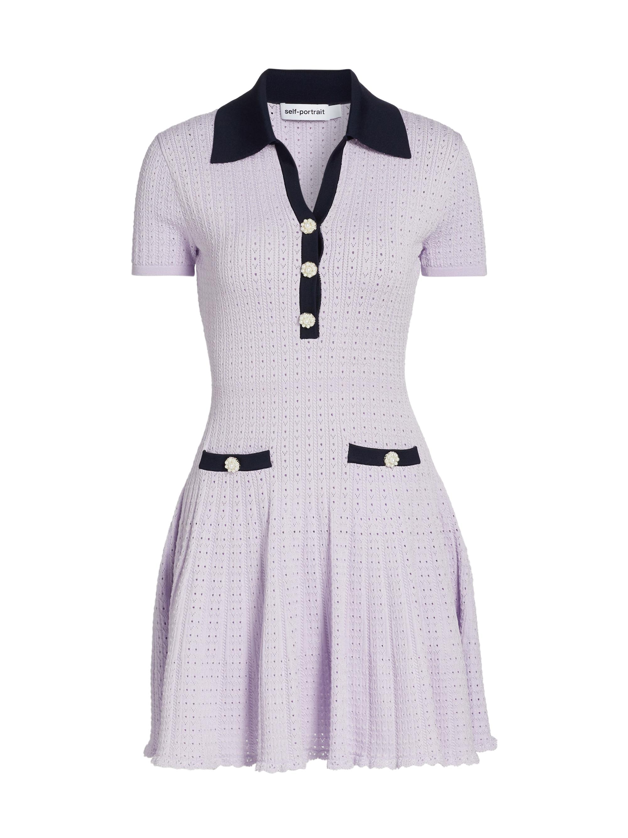 Pointelle-Knit Polo Minidress