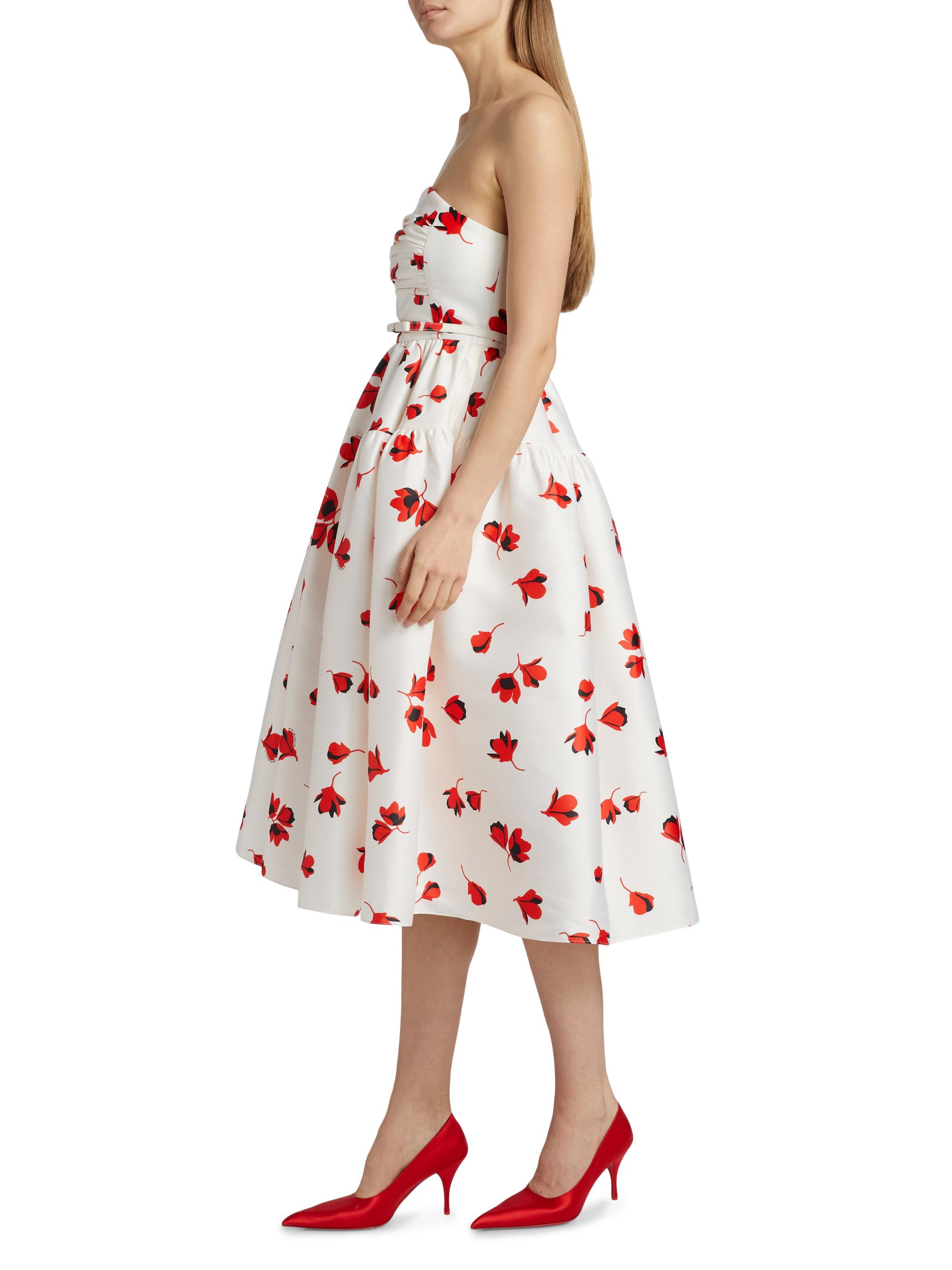 Self-Portrait Floral-Print Taffeta Midi-Dress | Saks Fifth Avenue