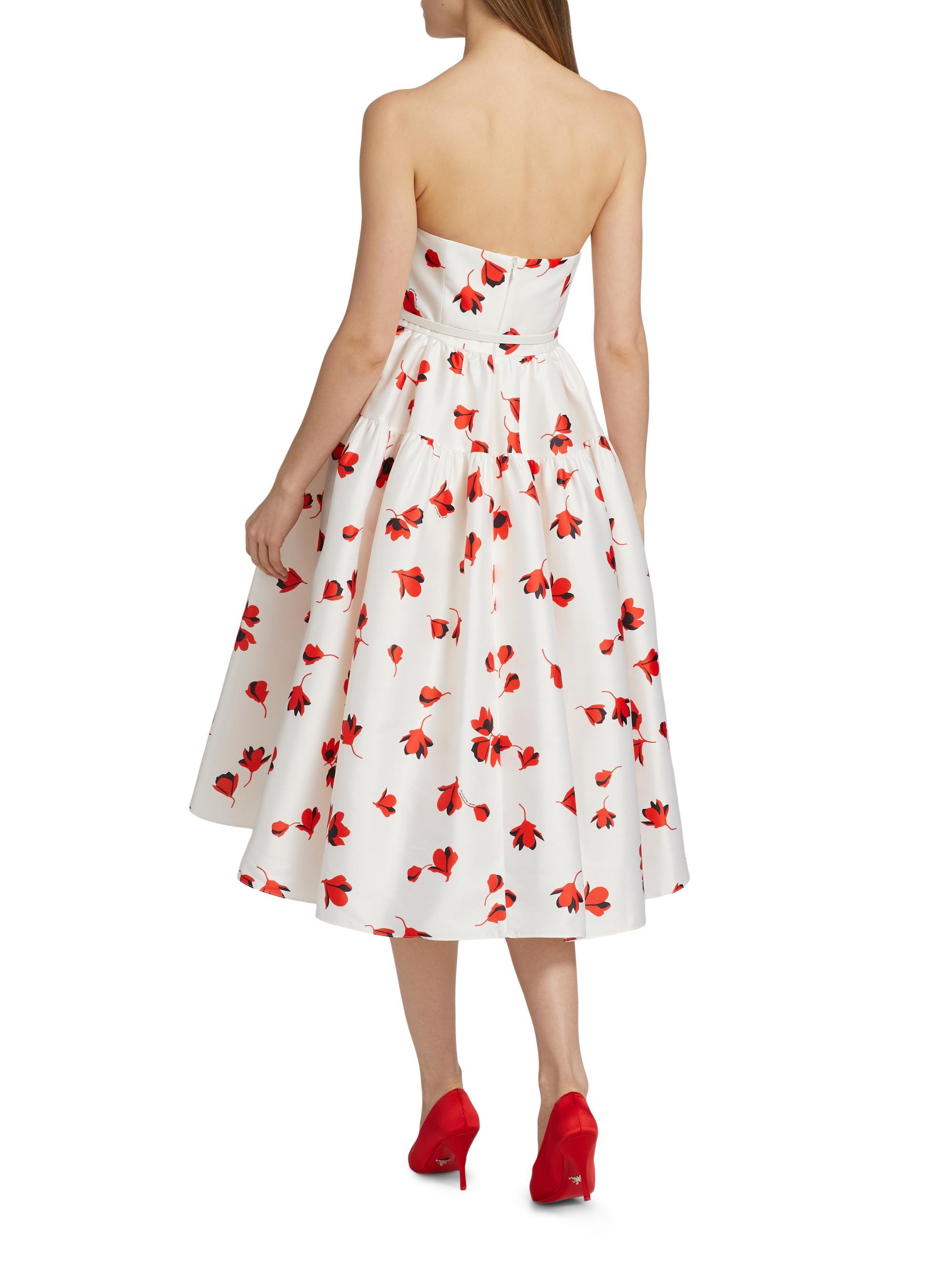 knee length dresses for ladies Rent Yellow Crossover Tiered Floral Chiffon Dress by Self Portrait main image 1