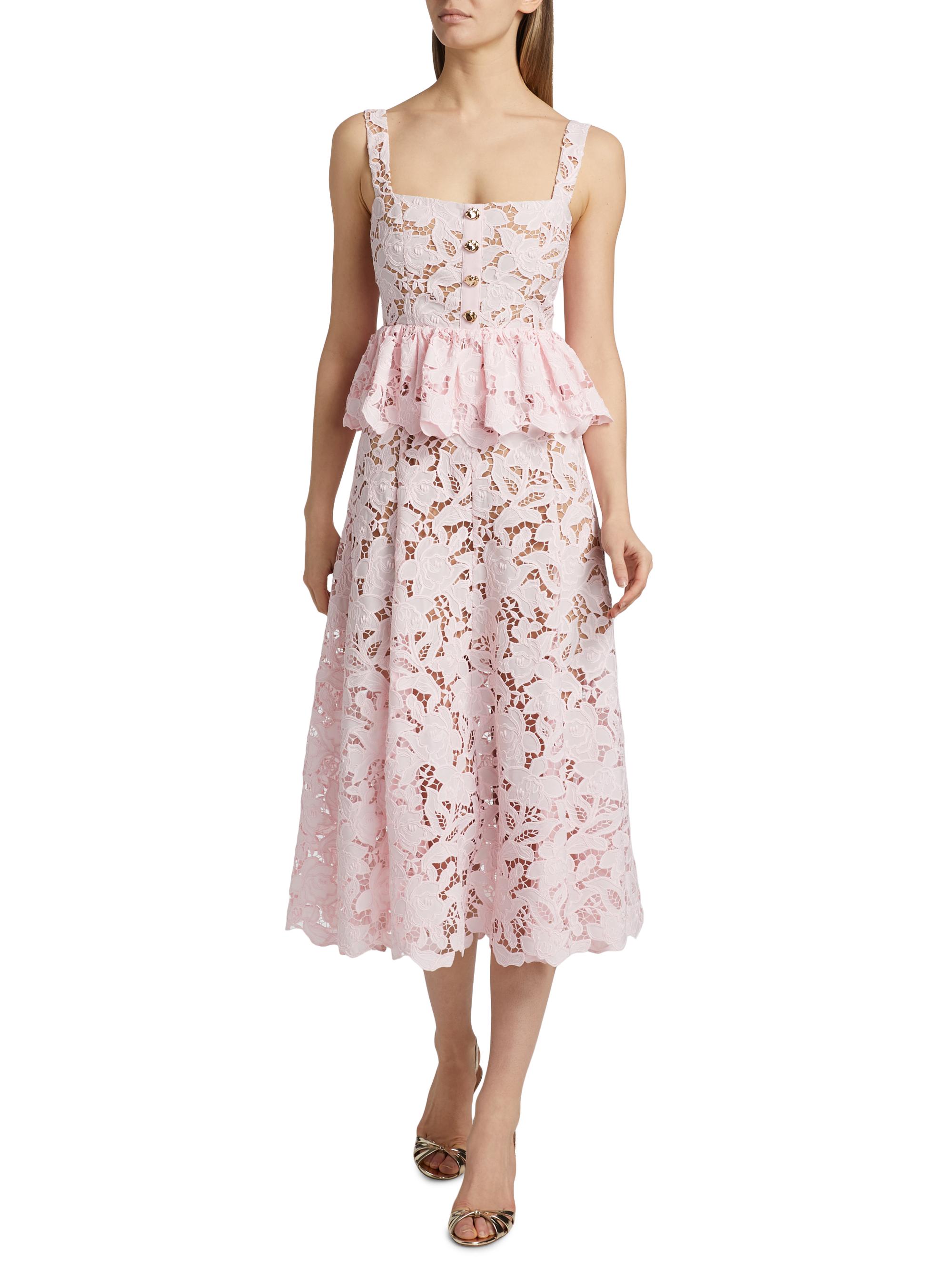 Self-Portrait Lace Peplum Midi-Dress | Saks Fifth Avenue