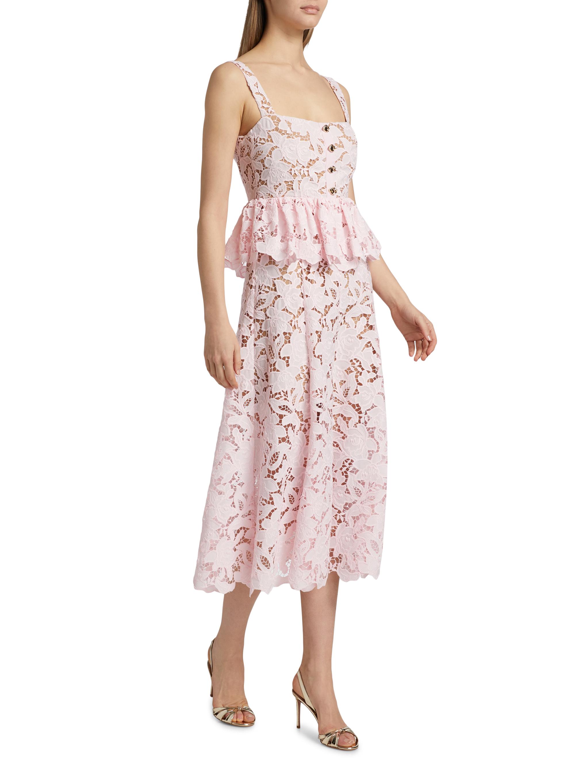 Self-Portrait Lace Peplum Midi-Dress | Saks Fifth Avenue