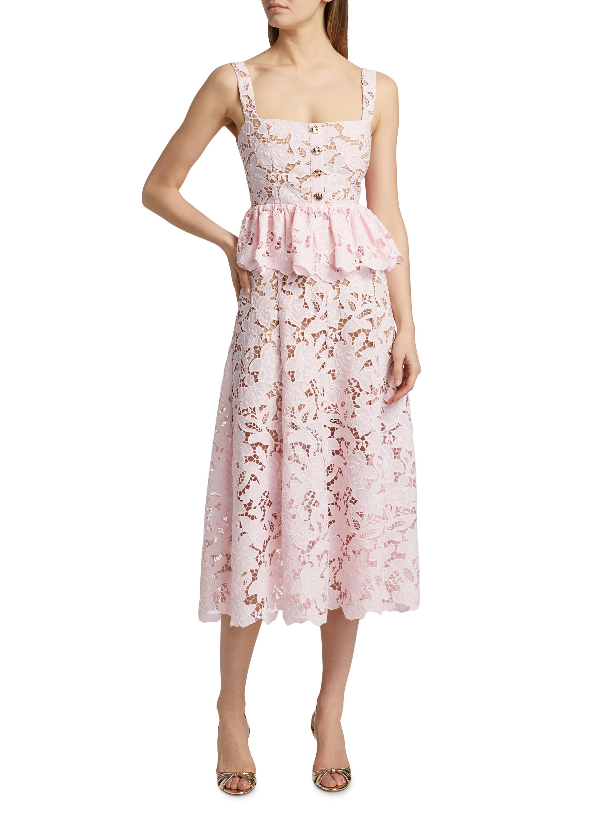 Self-Portrait Lace Peplum Midi-Dress | Saks Fifth Avenue
