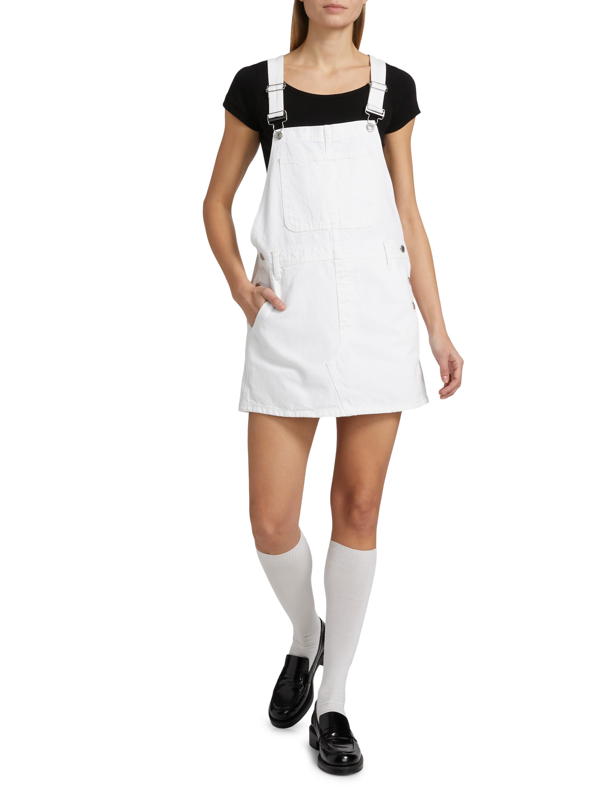 denim overall dress white Off White Cotton Denim Overall Skirt Dress