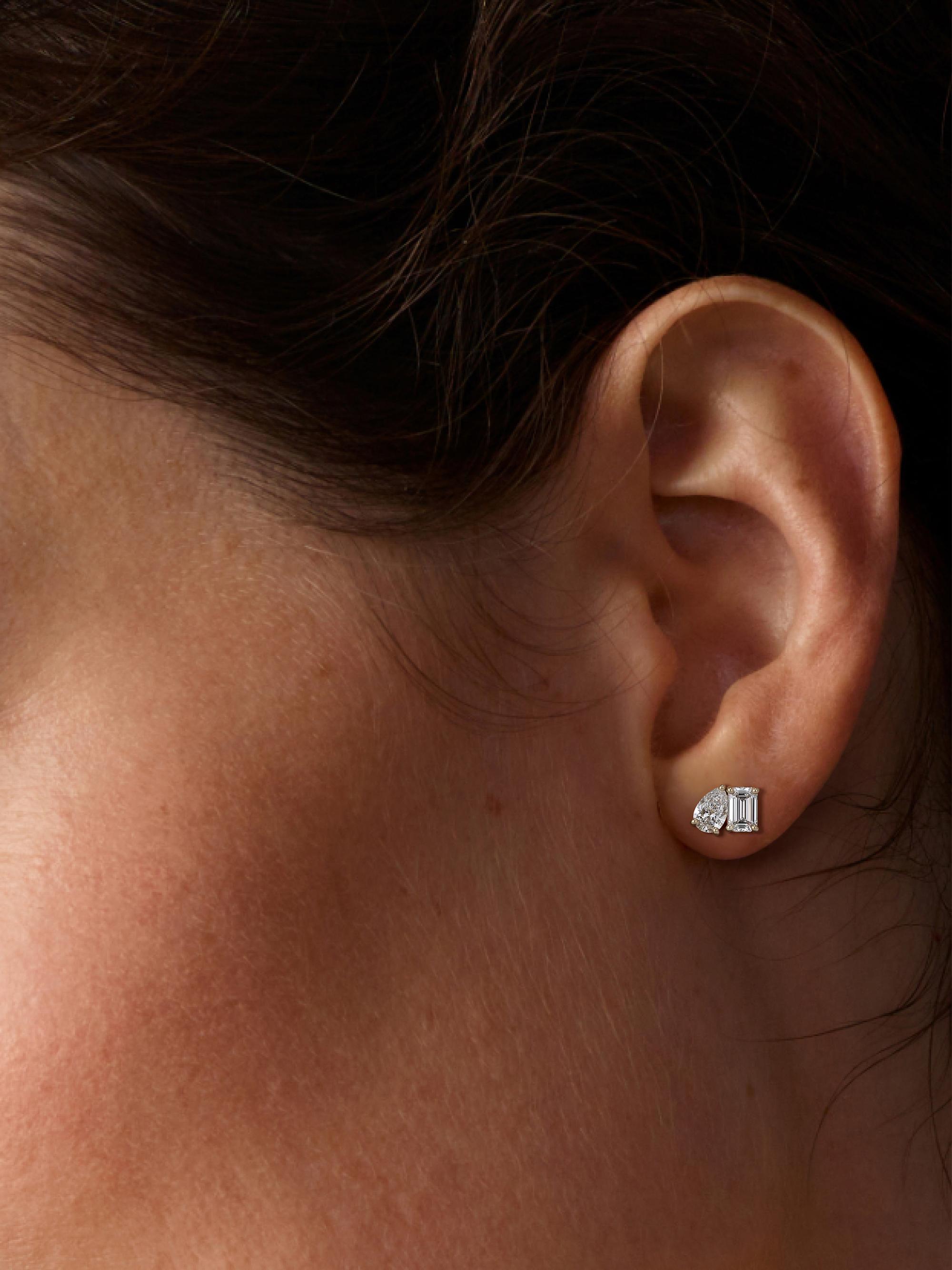 Toi Et Moi 14K Yellow Gold & 0.50 TCW Lab-Grown Diamond Single Stud Earring - Right