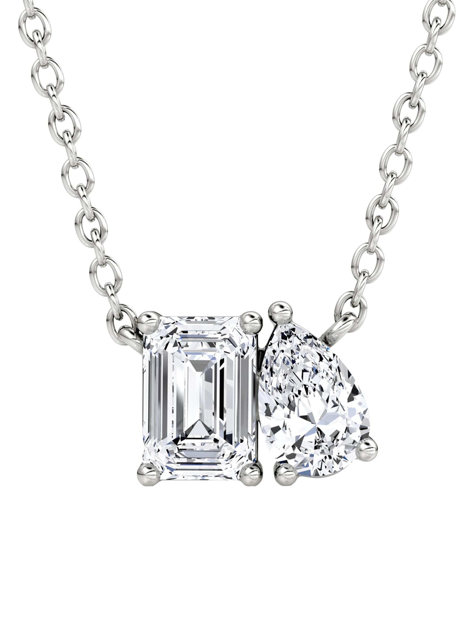 VRAI Women's 14K Gold & 0.75 TCW Lab-Grown Diamond Toi Et Moi Pendant Necklace - White Gold