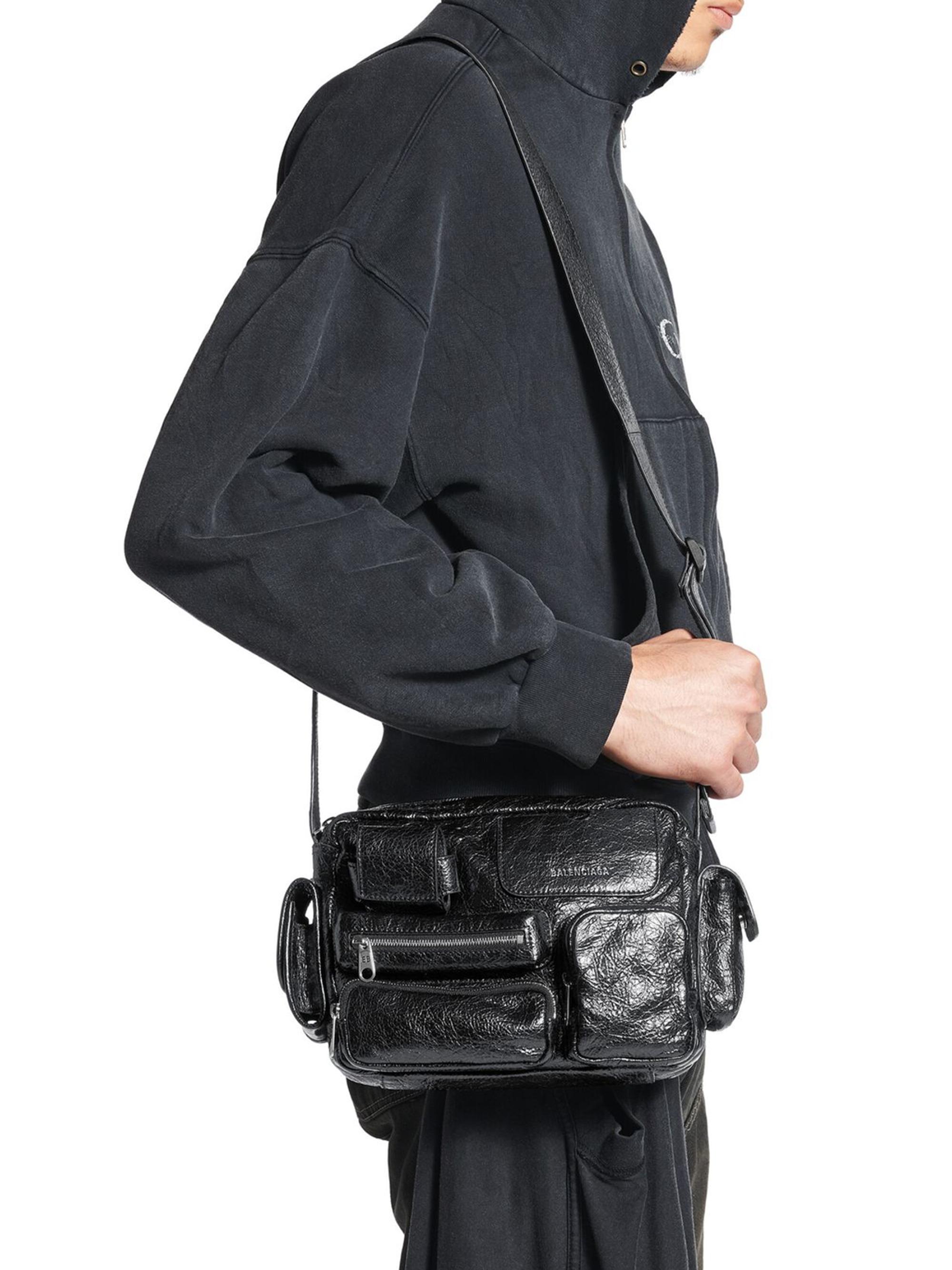 Balenciaga Men's Superbusy Camera Bag - Black - side view in Black