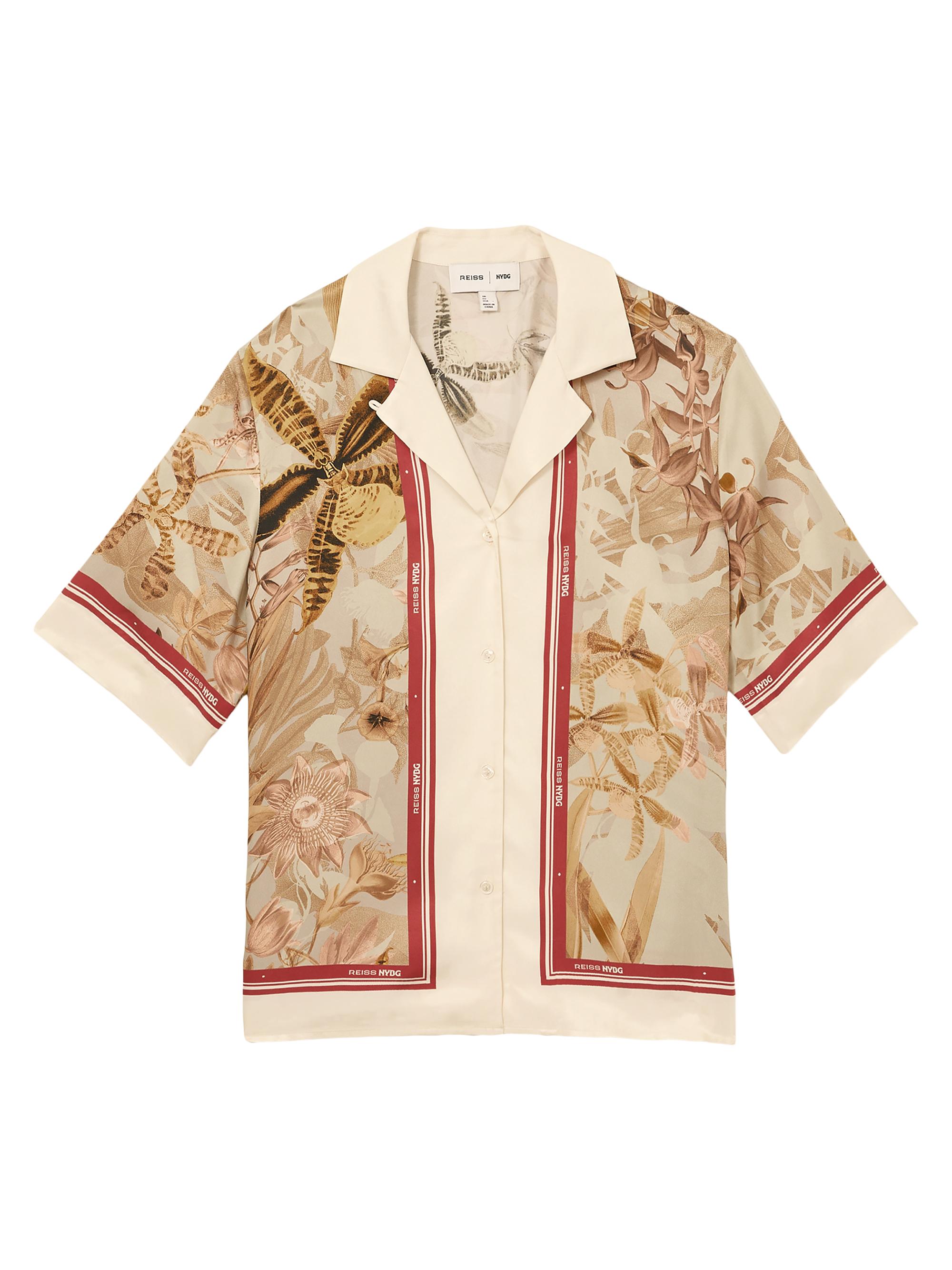 Reiss Women's  x NYBG Santana Floral Shirt - Light Khaki