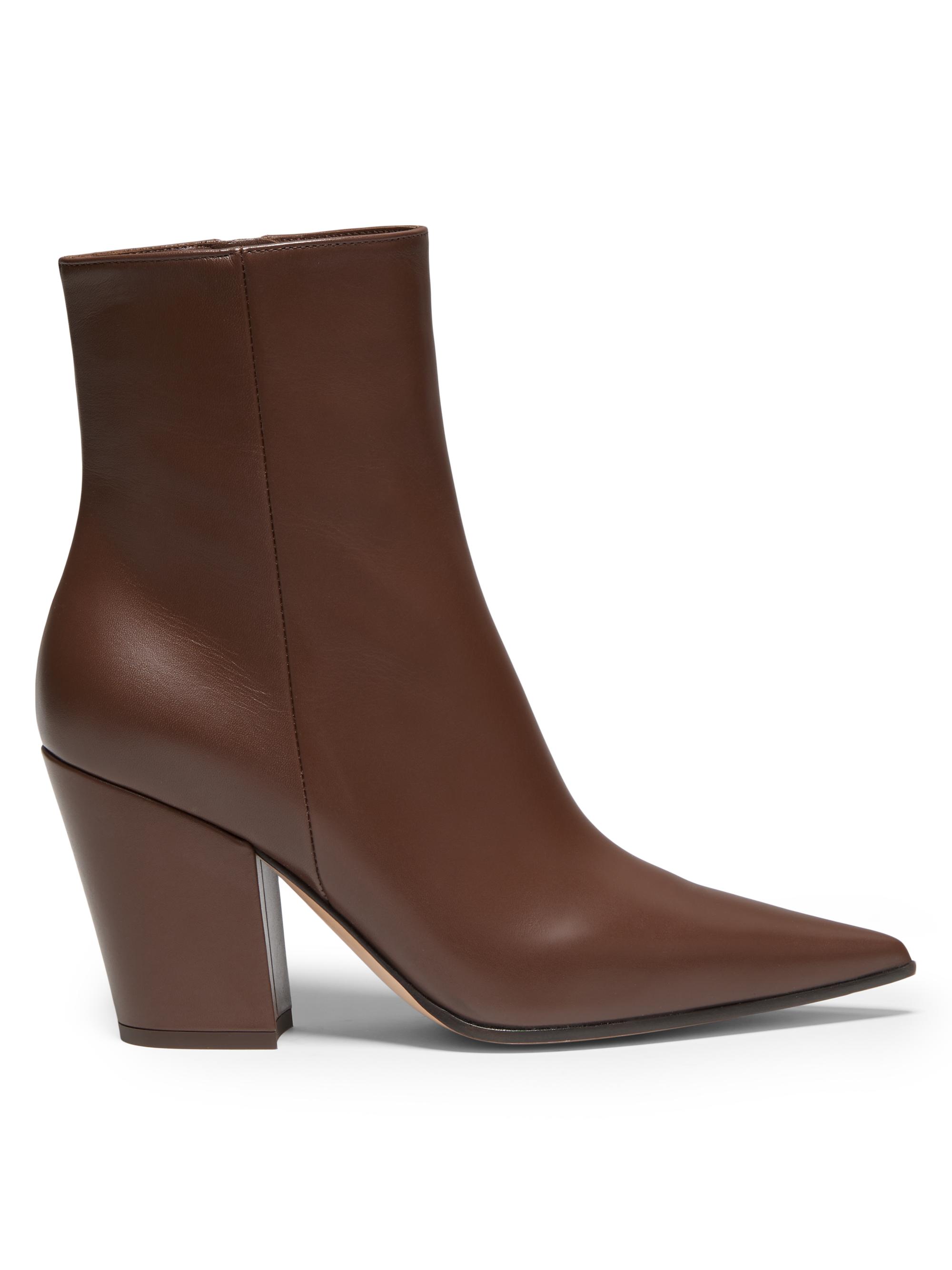 Gianvito Rossi Women's Keinna 85MM Leather Block-Heel Booties - Brown