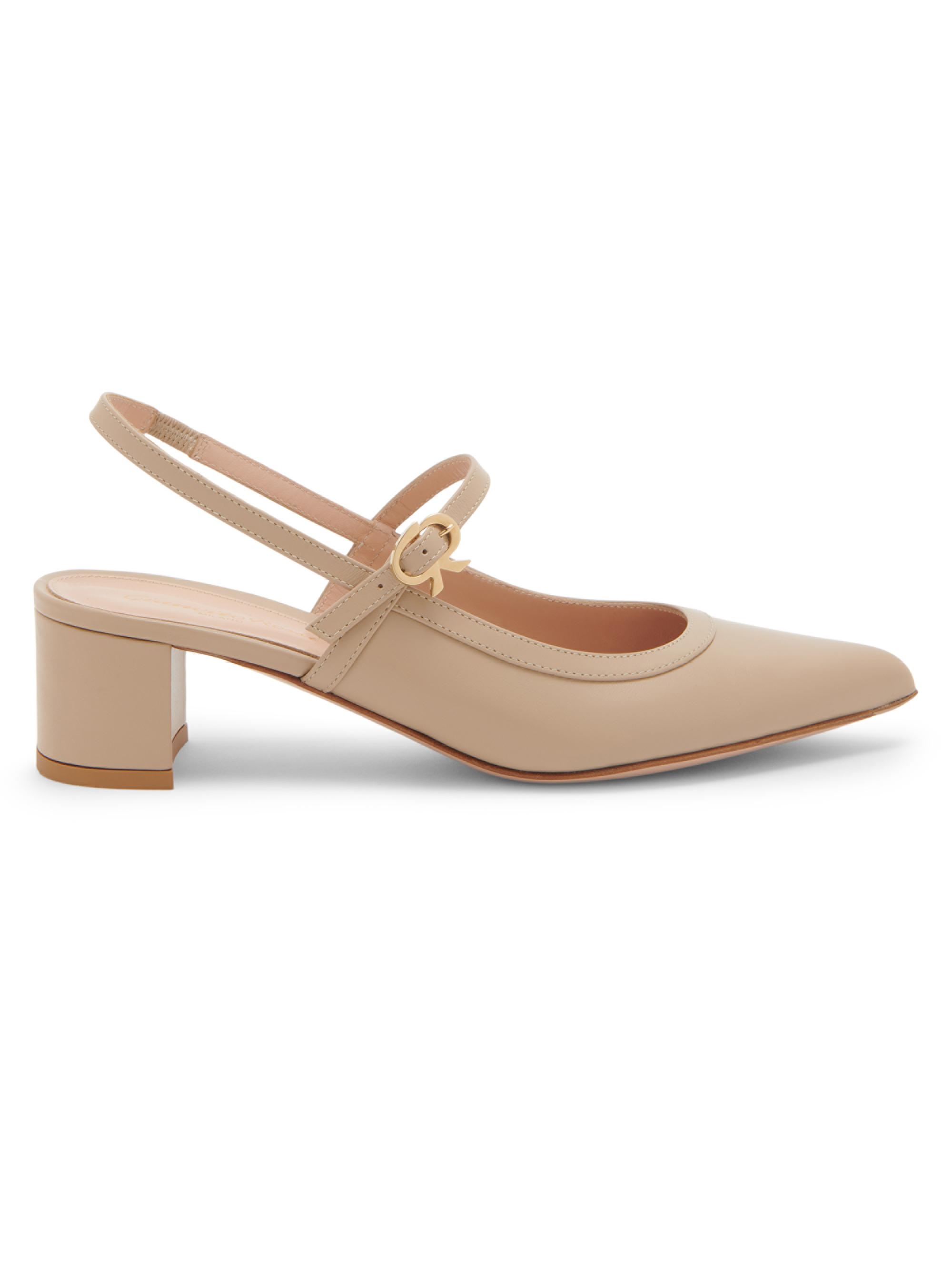 Gianvito Rossi Women's Leather 45MM Slingback Block Pumps - Praline
