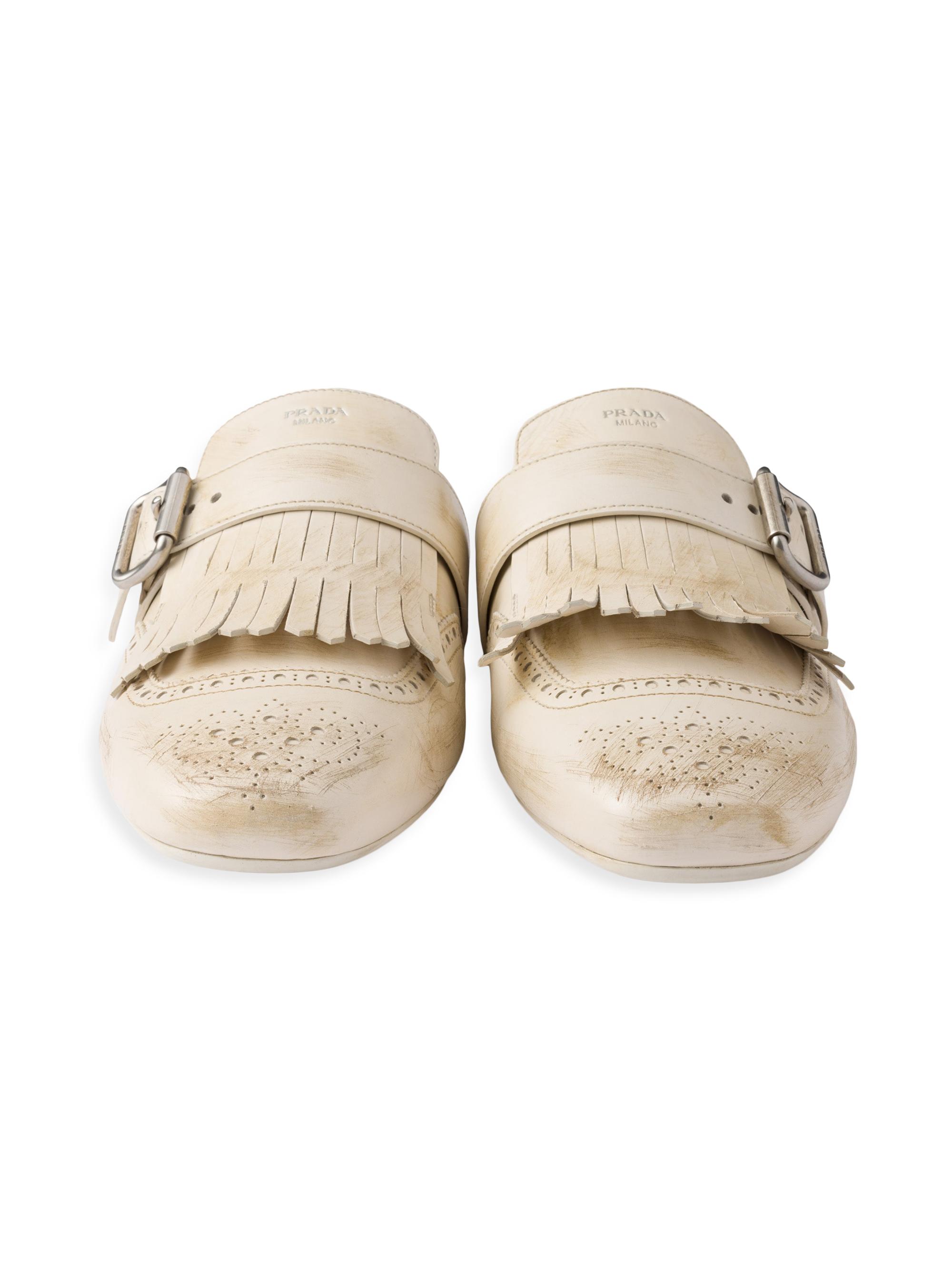 Prada Shuffle Fringed Leather Mules | Saks Fifth Avenue