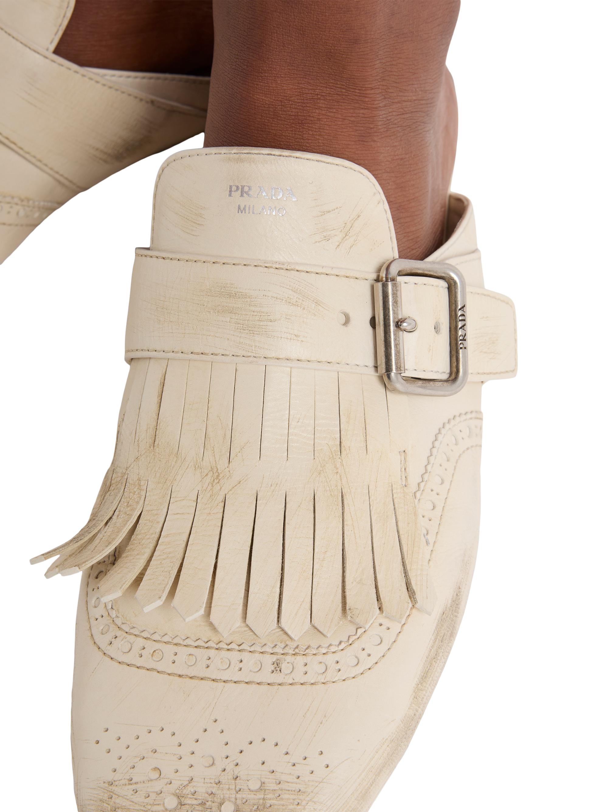 Prada Shuffle Fringed Leather Mules | Saks Fifth Avenue