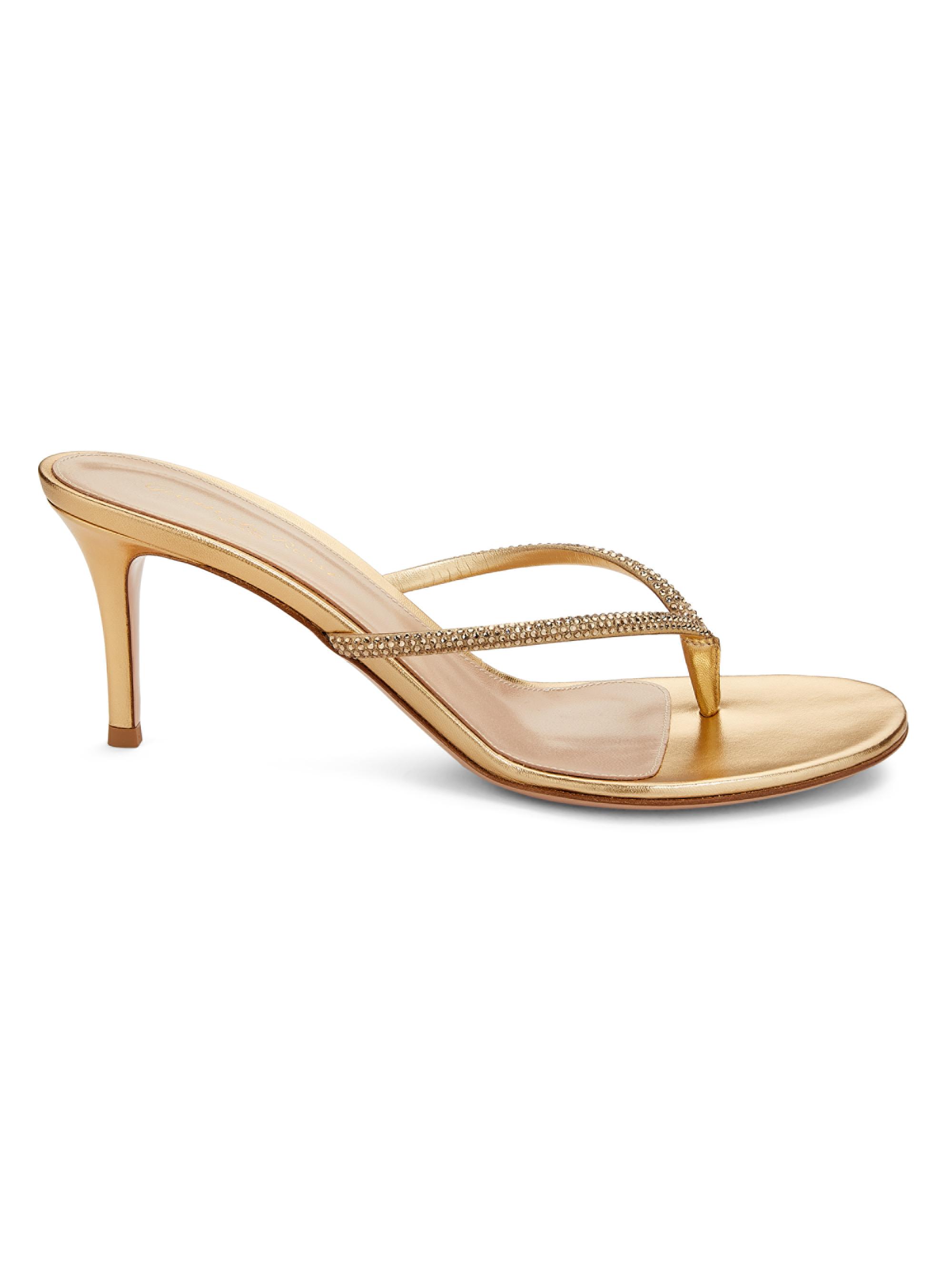 Gianvito Rossi Women's India 70MM Rhinestone-Embellished Metallic Leather Sandals - Mekong