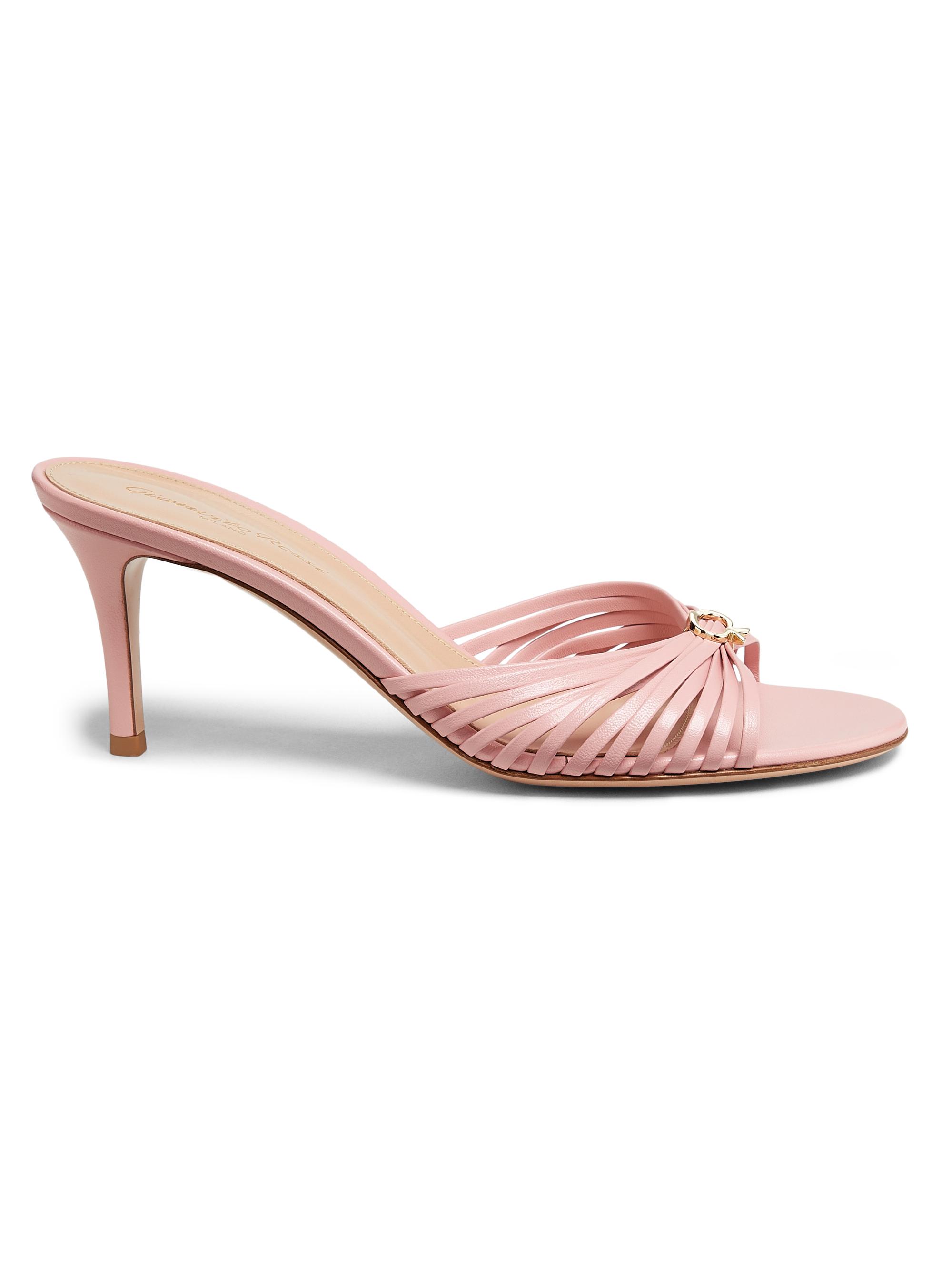 Gianvito Rossi Women's 70MM Logo Leather Slip-On Sandals - Sakura