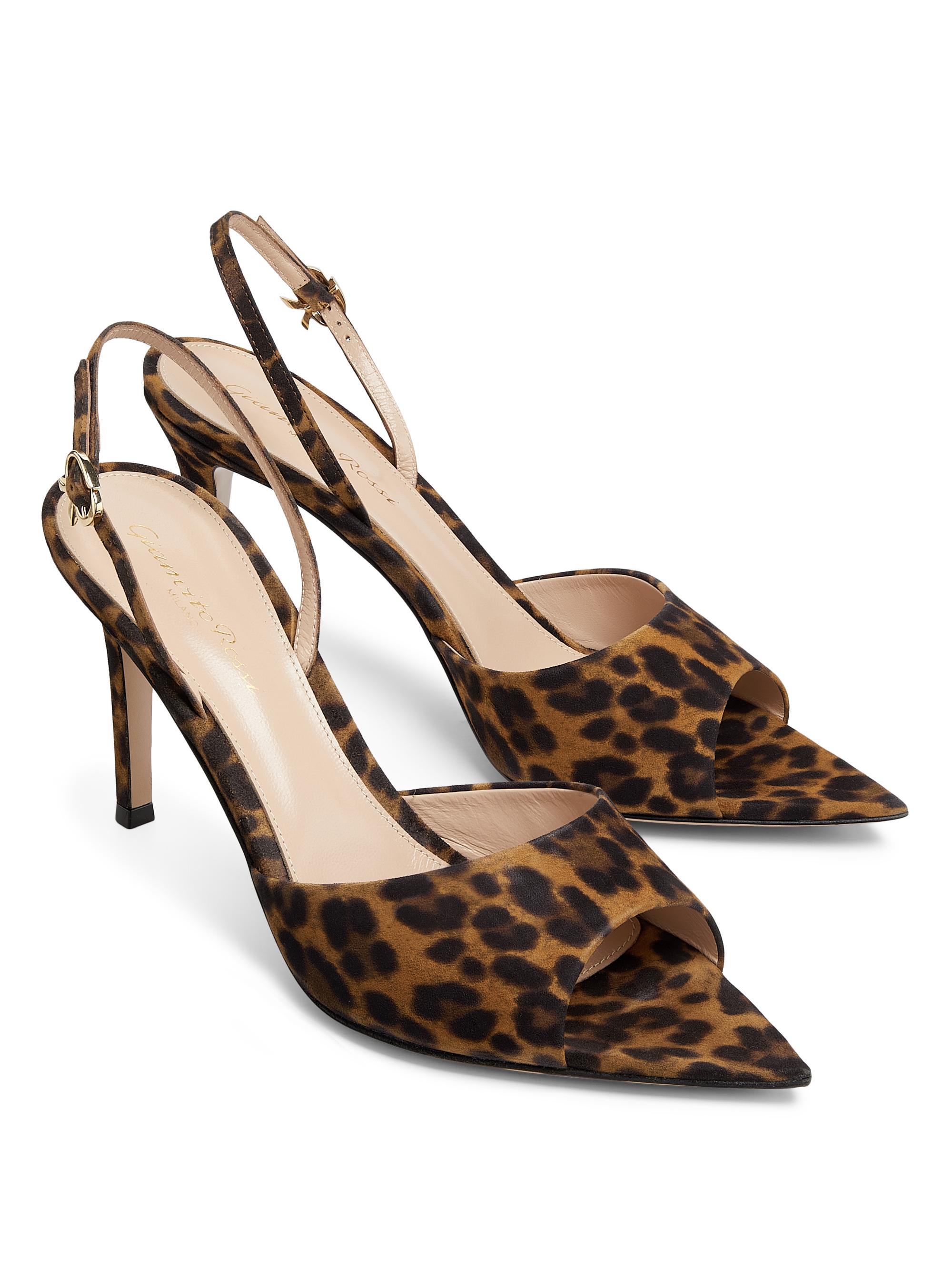 Gianvito Rossi Camoscio 85MM Leopard-Print Suede Sandals | Saks