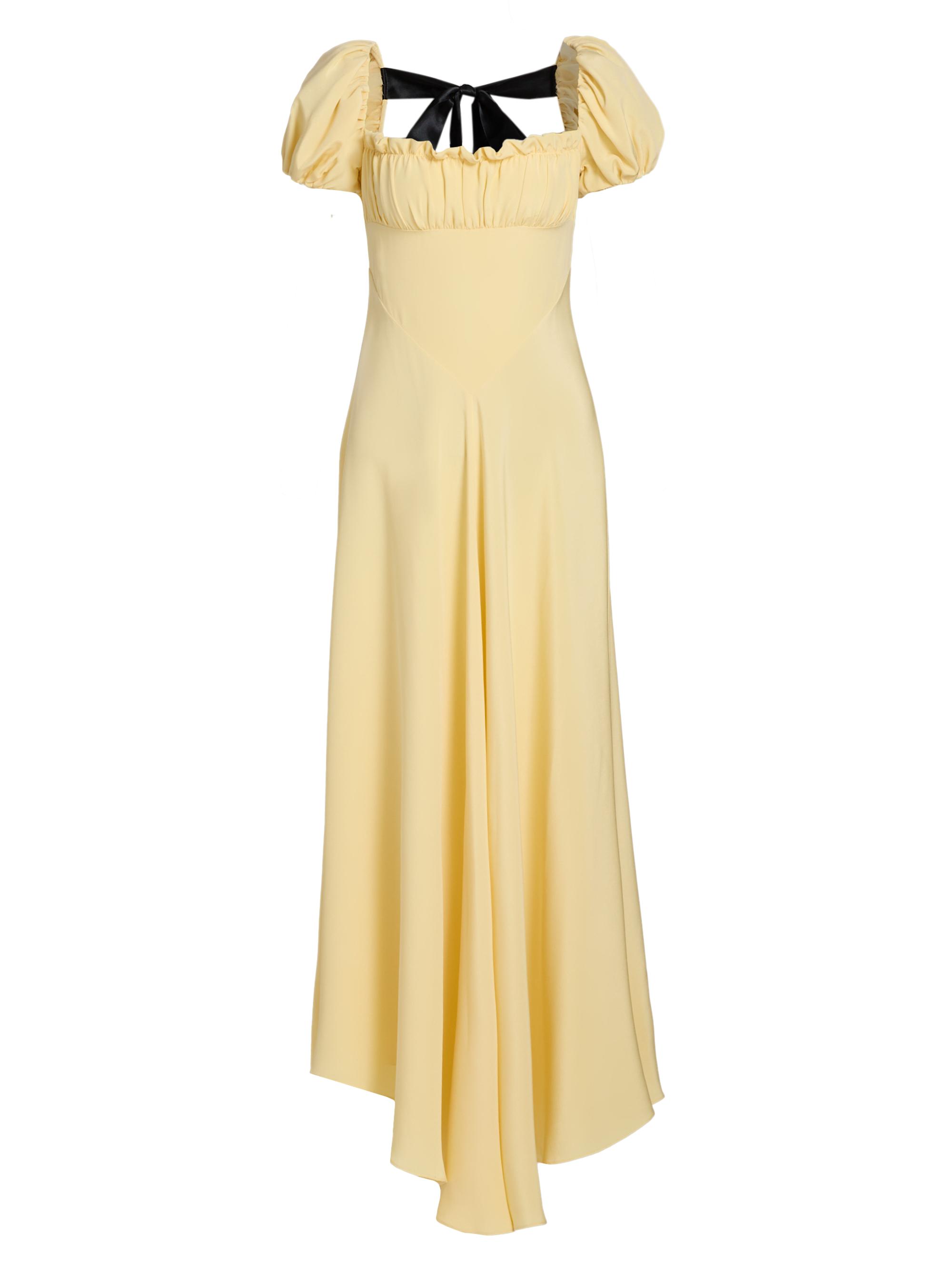 Rodarte Women's Silk Back Bow Midi-Dress - Yellow