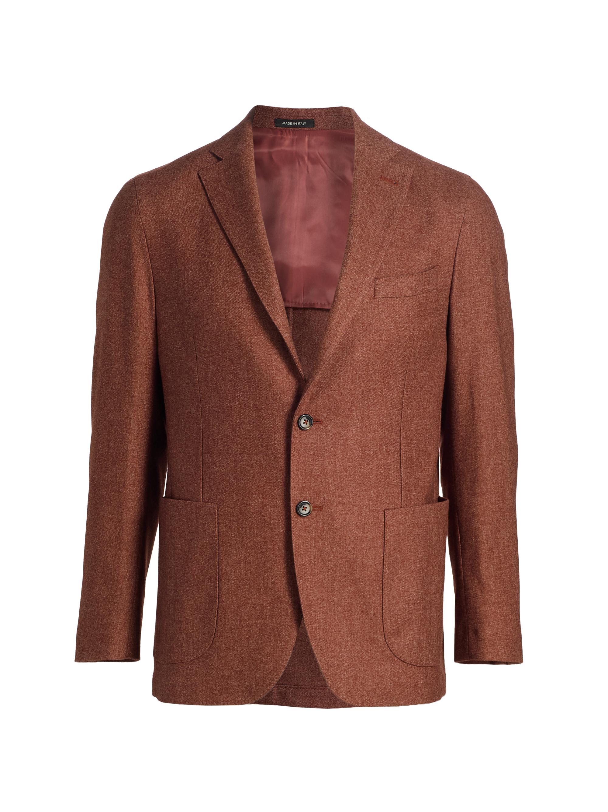 Saks Fifth Avenue Men's COLLECTION Melange Wool-Blend Flannel Jacket - Orange Rust