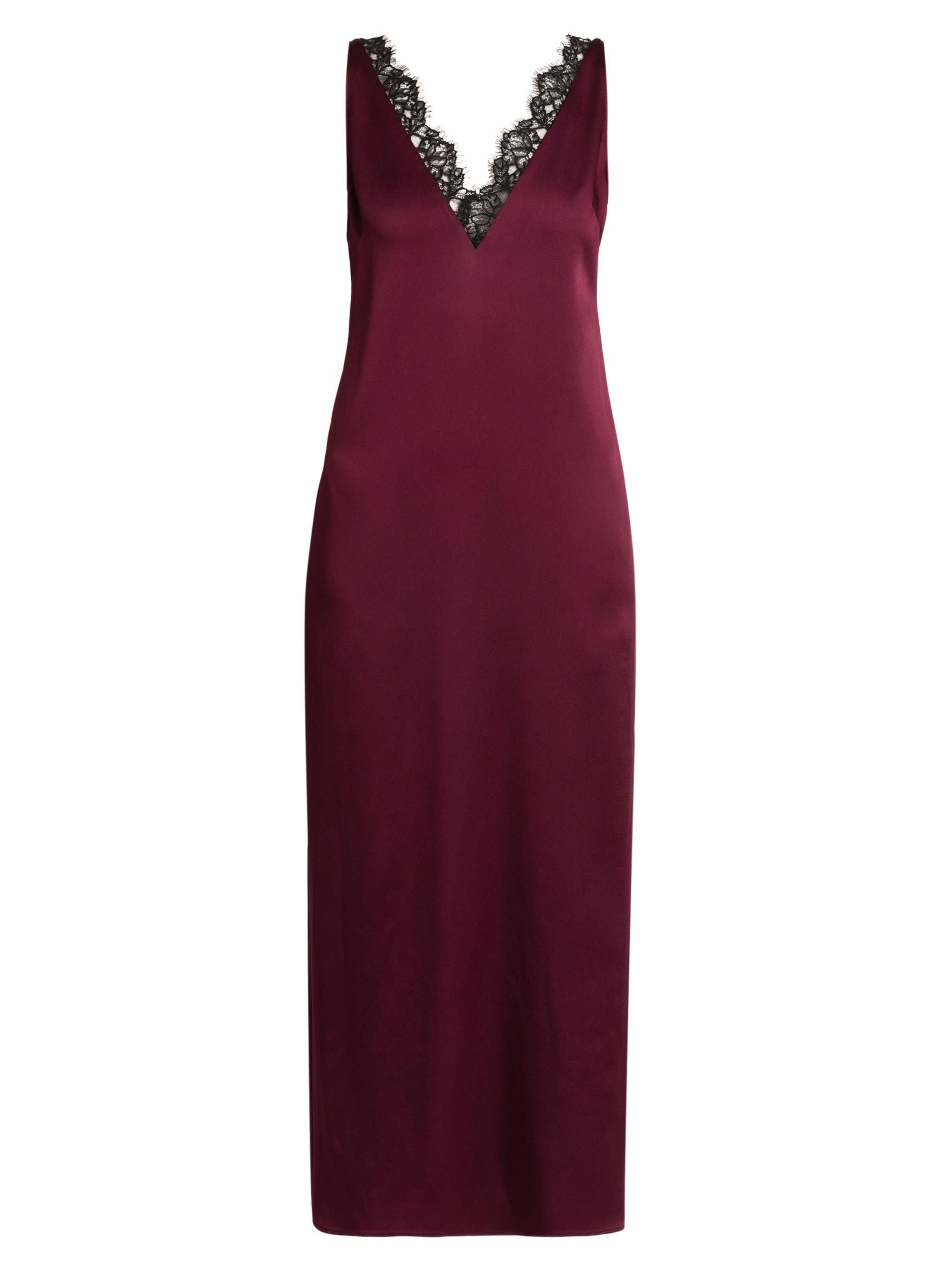 Stella McCartney Women's Satin-Lace V-Neck Maxi Slipdress - Bordeaux
