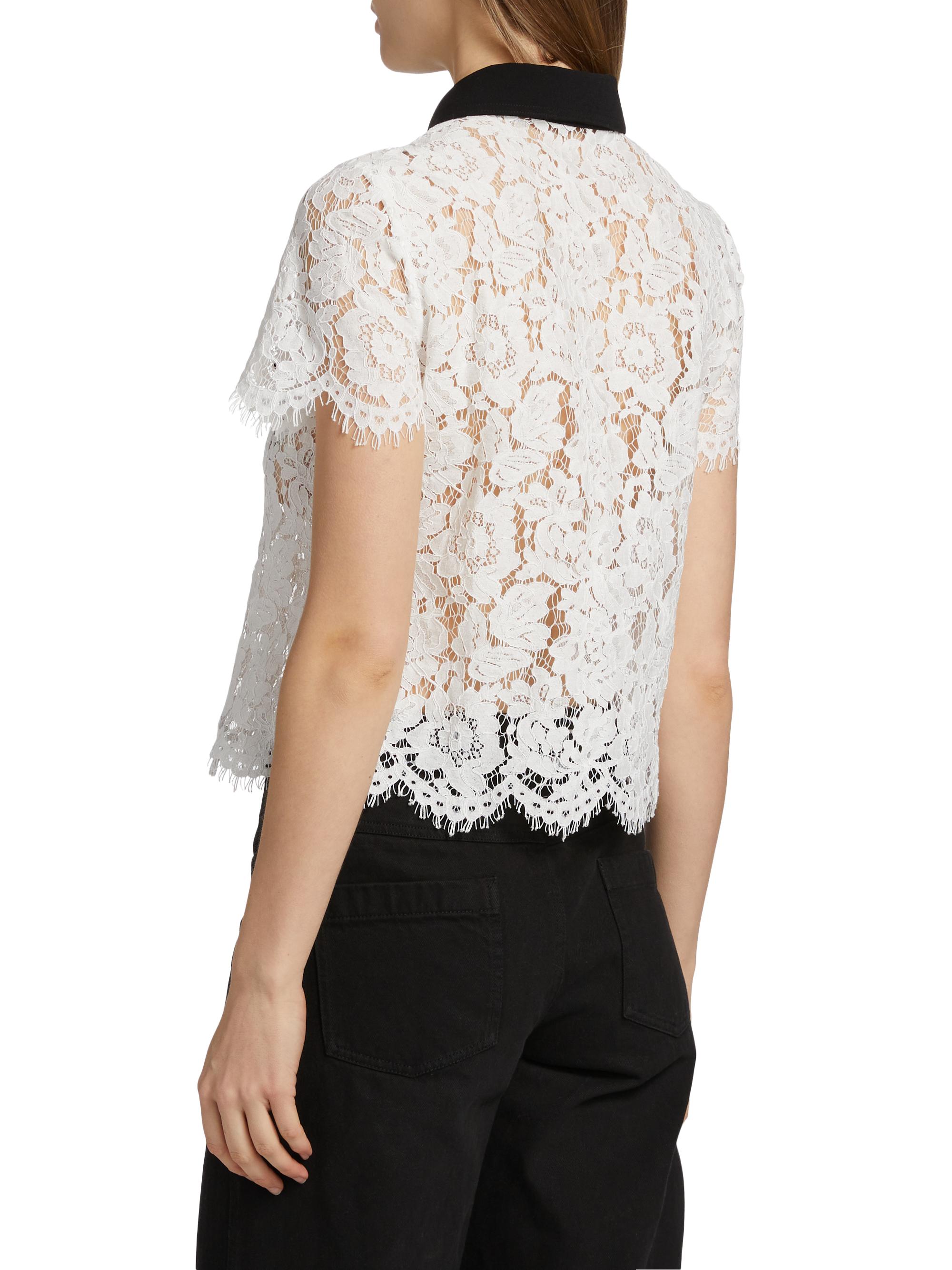 Lace Contrast Collar Short-Sleeve Shirt