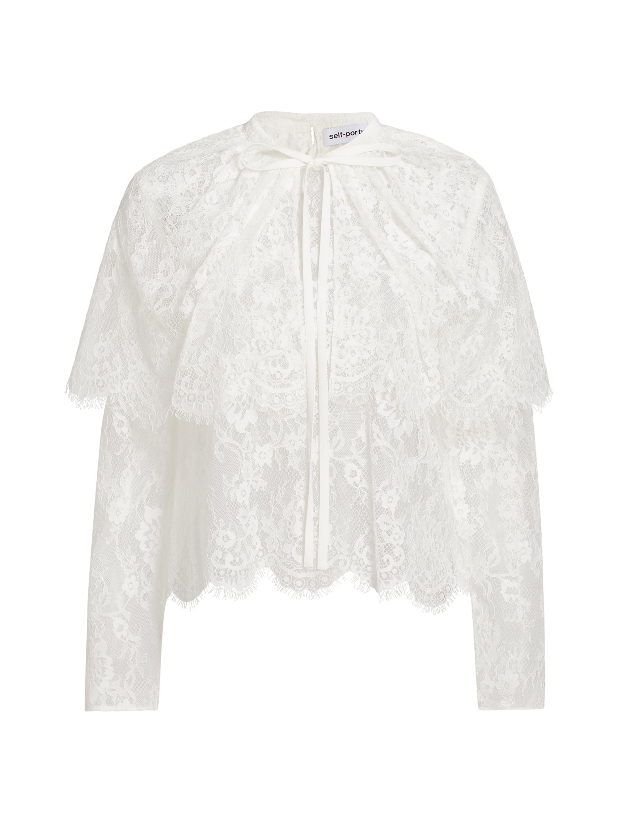 Self-Portrait Women's Lace Cape Top - White