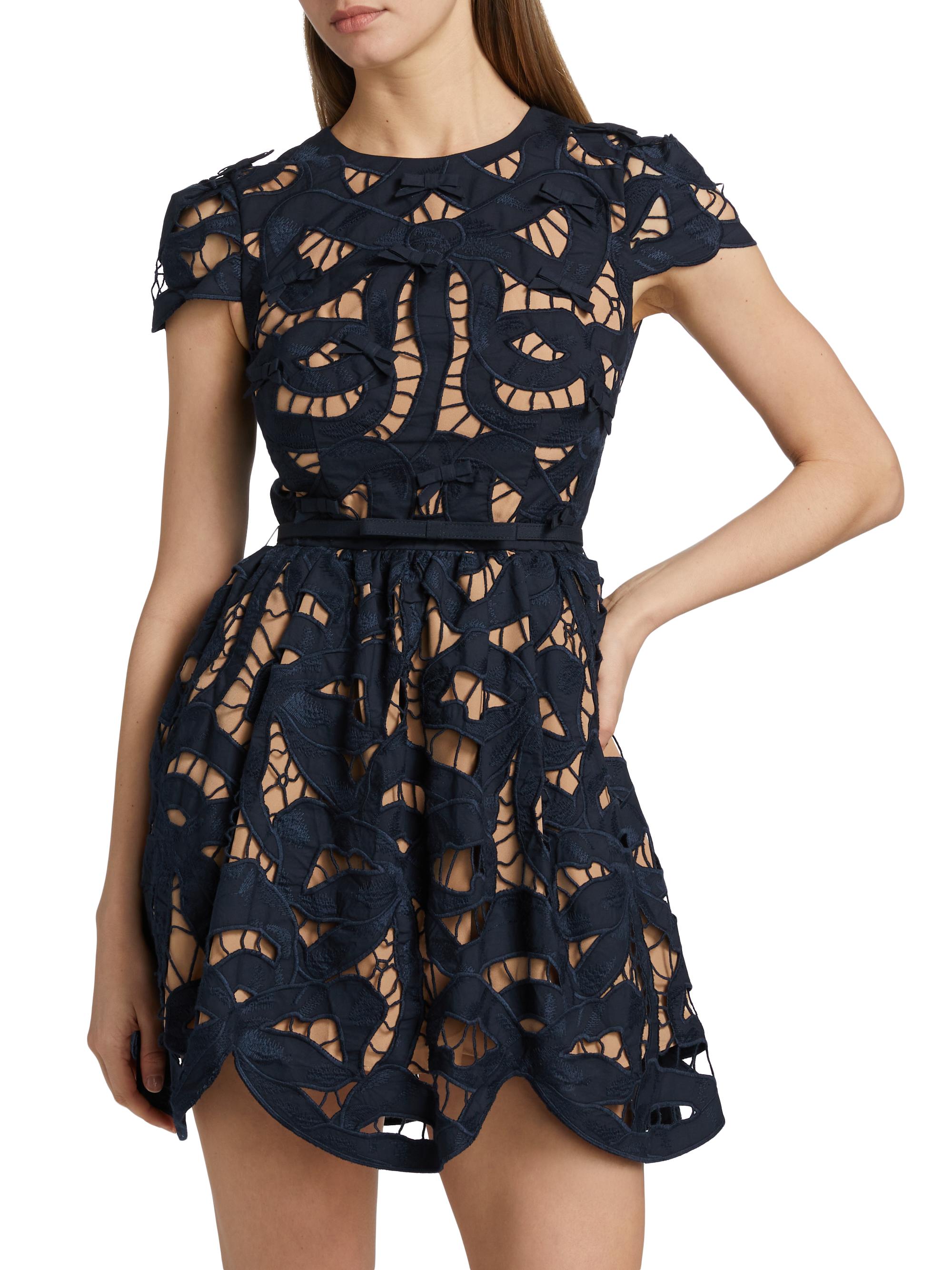 Embroidered Cotton Poplin Fit & Flare Minidress