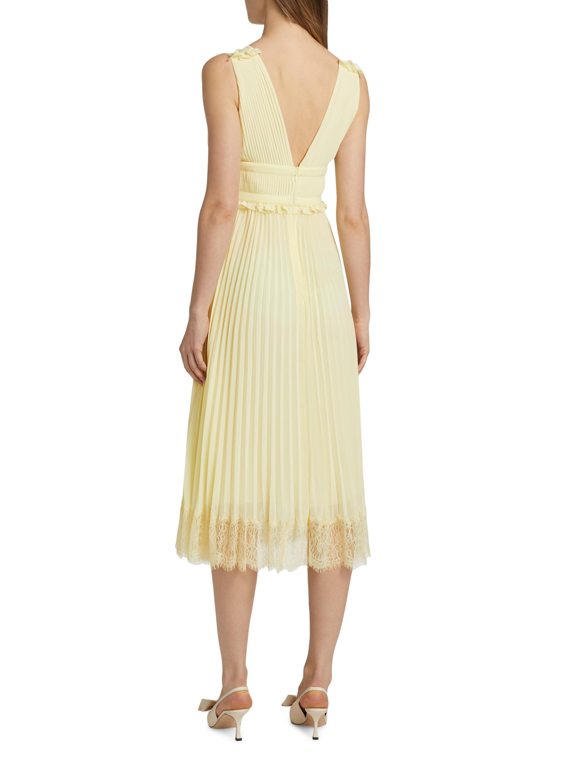 knee length dresses for ladies Self-Portrait - Cream Tailored Bouclé and Chiffon Midi Dress main image 1