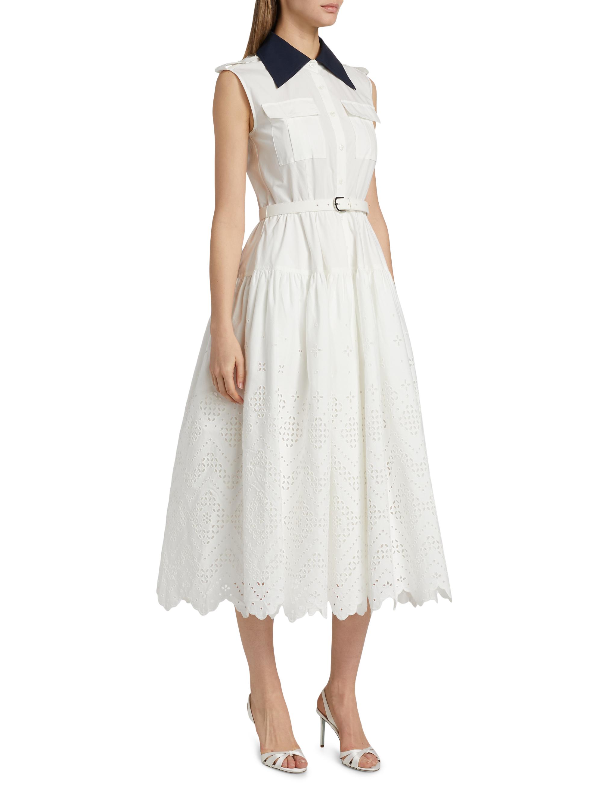 Self-Portrait Eyelet Cotton A-Line Midi-Dress | Saks Fifth Avenue