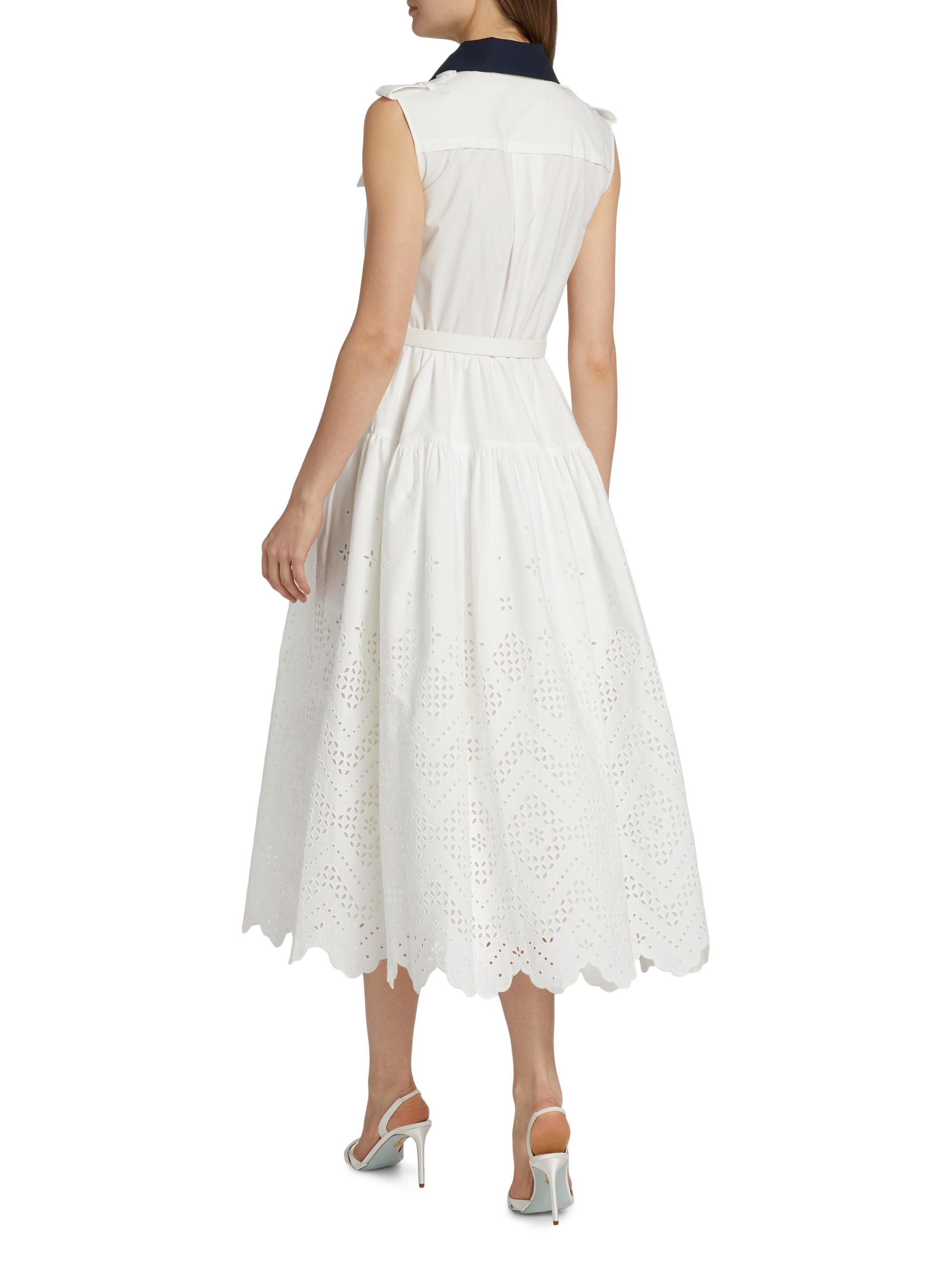 Self-Portrait Eyelet Cotton A-Line Midi-Dress | Saks Fifth Avenue