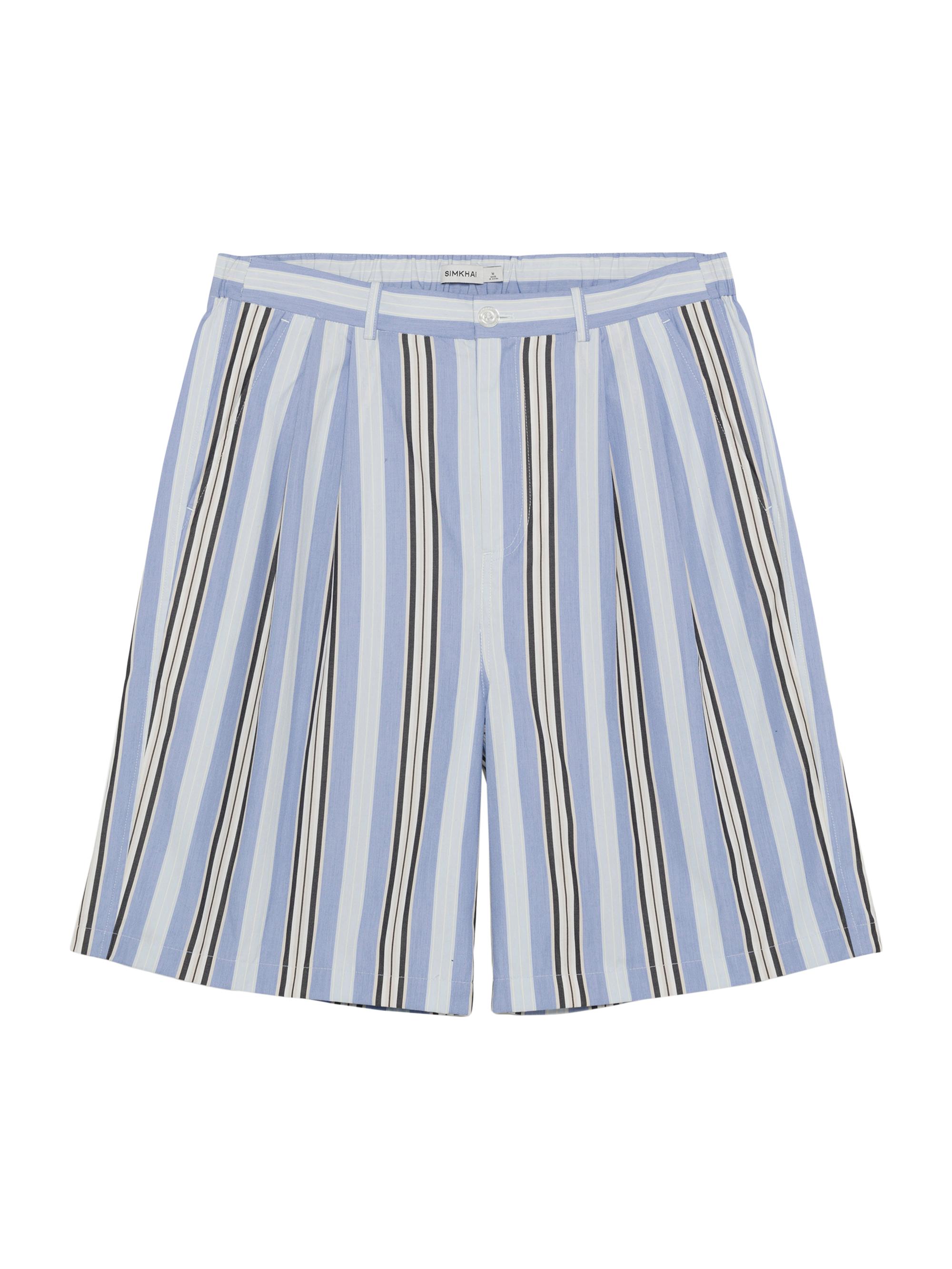SIMKHAI Men's Hugh Striped Oversized Shorts - Blue Multi Stripe