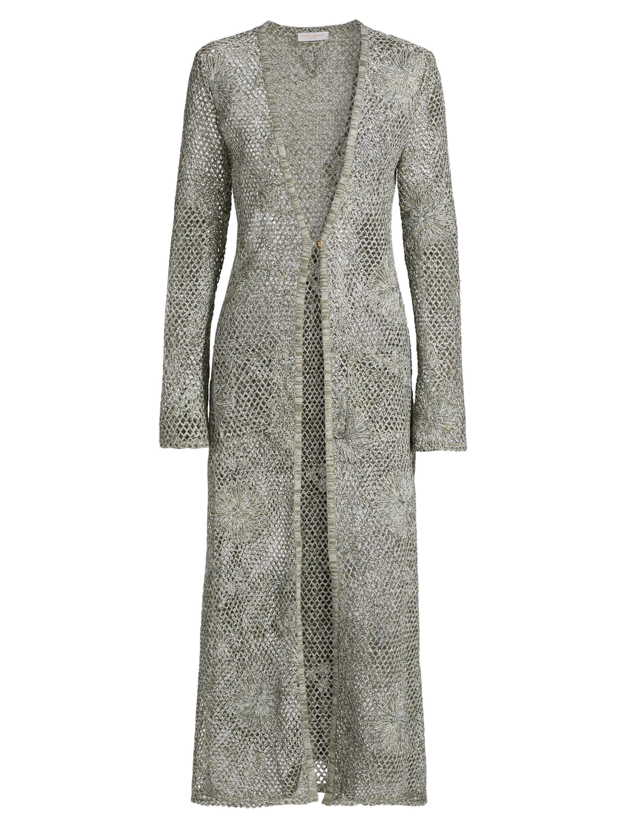 Ramy Brook Women's Liana Embroidered Open-Knit Duster - Olive Crochet