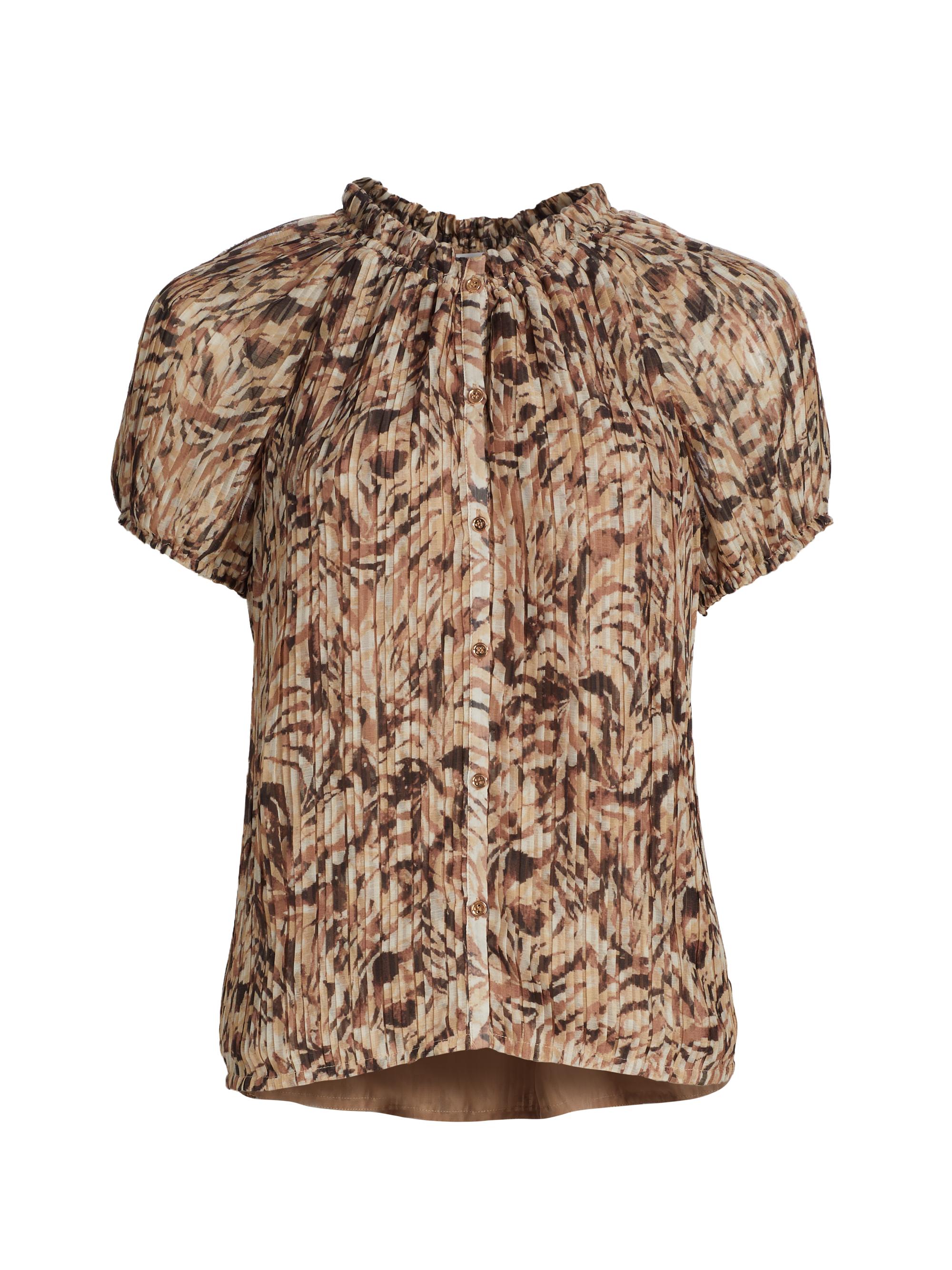 Ramy Brook Women's Soraya Abstract Print Puff-Sleeve Blouse - Baja Brown Tulum