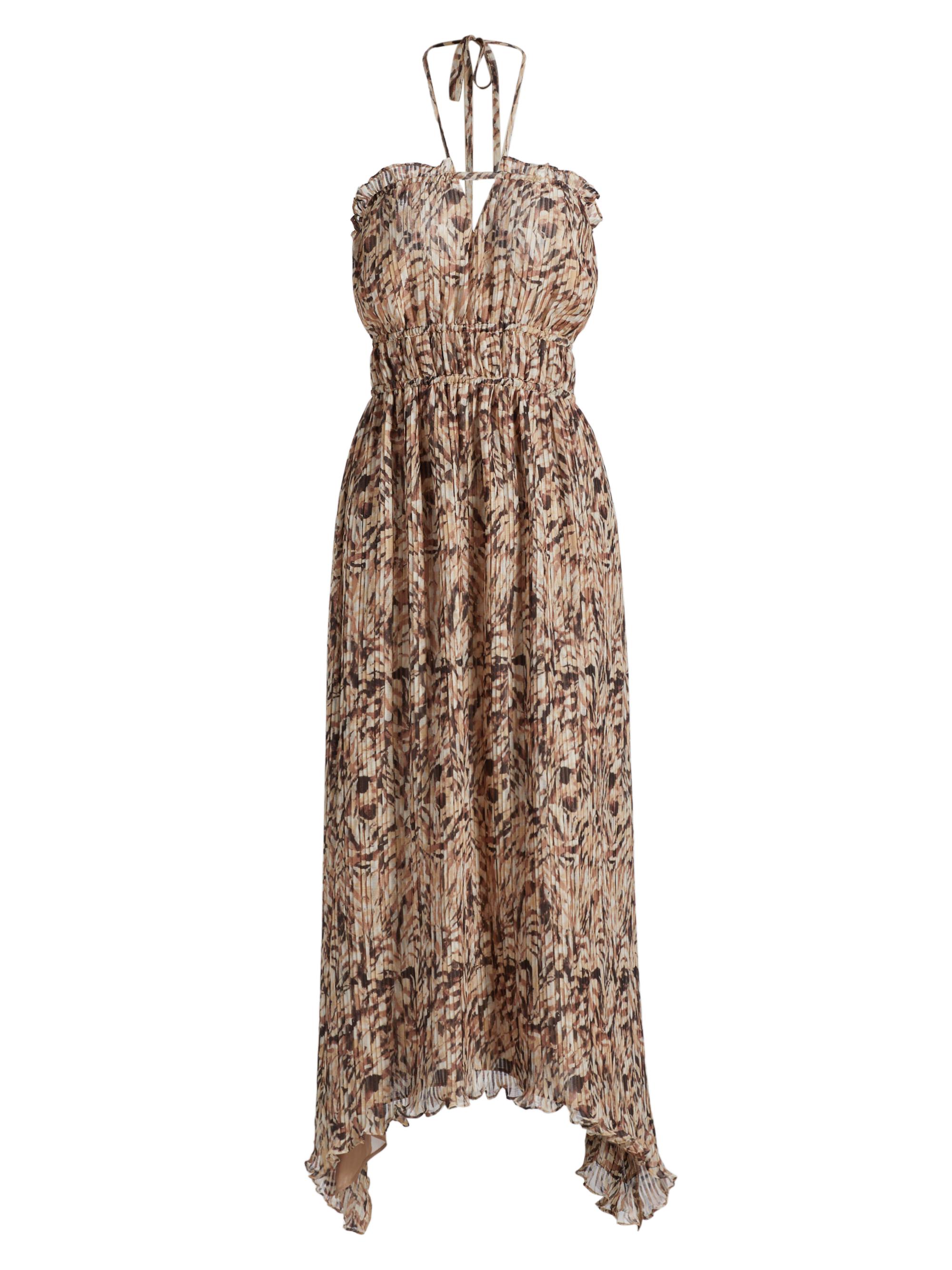 Ramy Brook Women's Gabriela Printed Halterneck Midi-Dress - Baja Brown Tulum