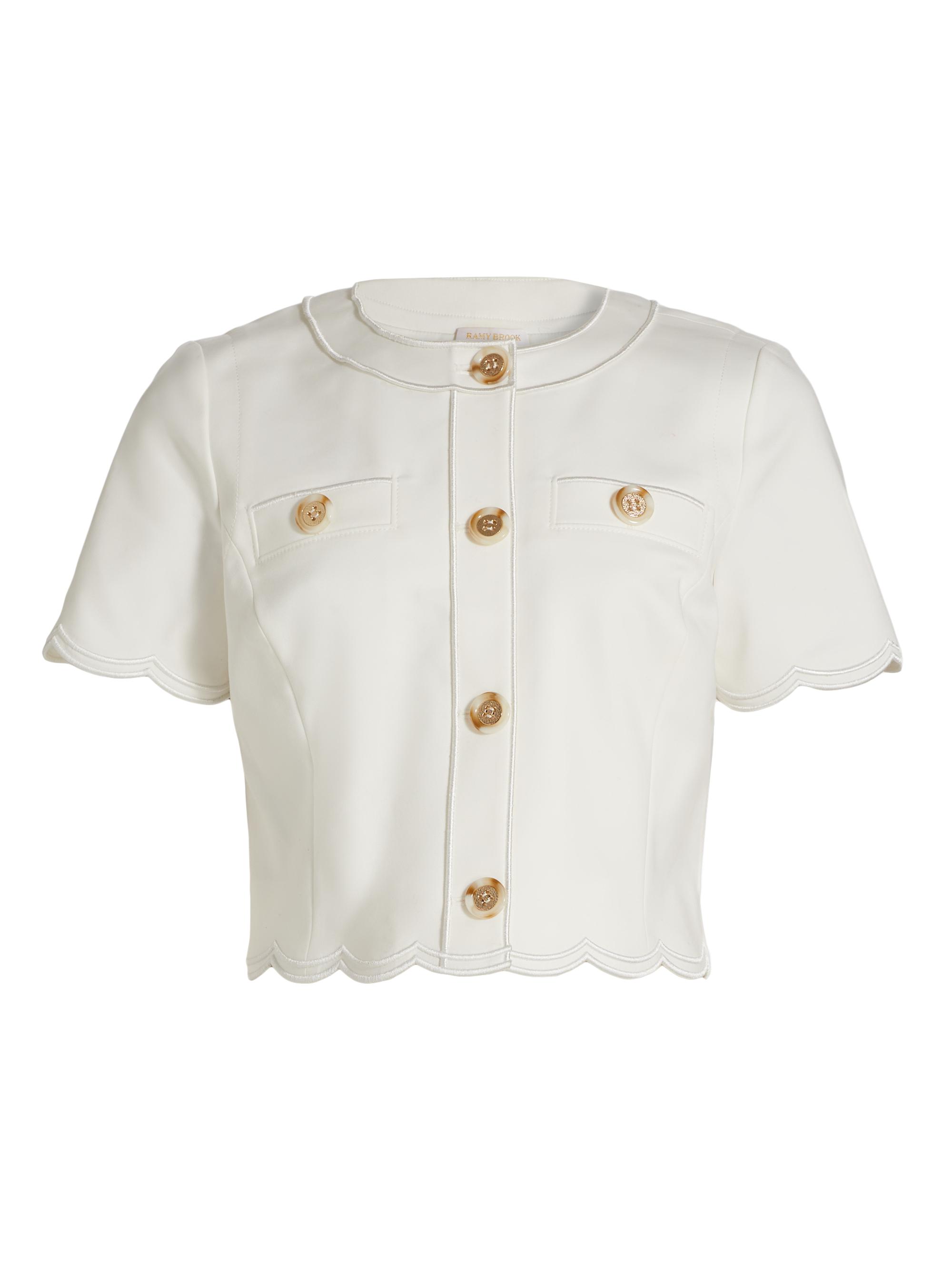 Ramy Brook Women's Sandra Scalloped Cotton-Blend Crop Jacket -