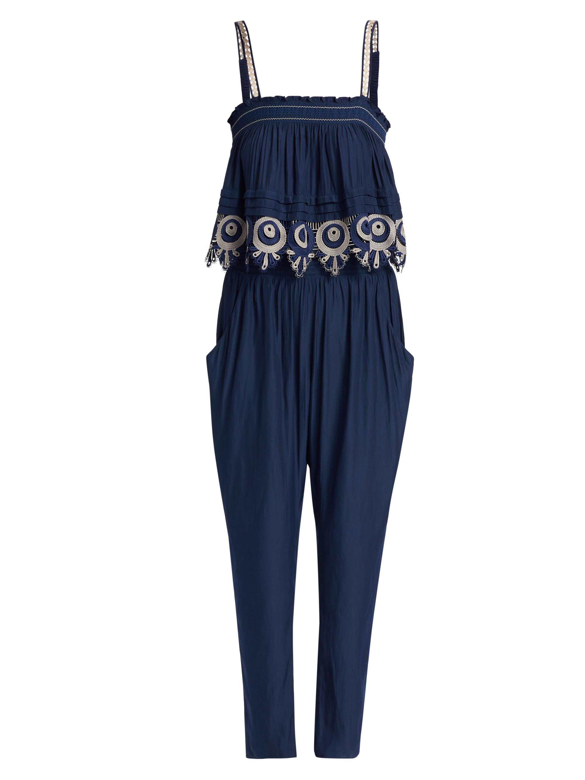 Ramy Brook Women's Monica Lace Tapered-Leg Jumpsuit - Spring Navy