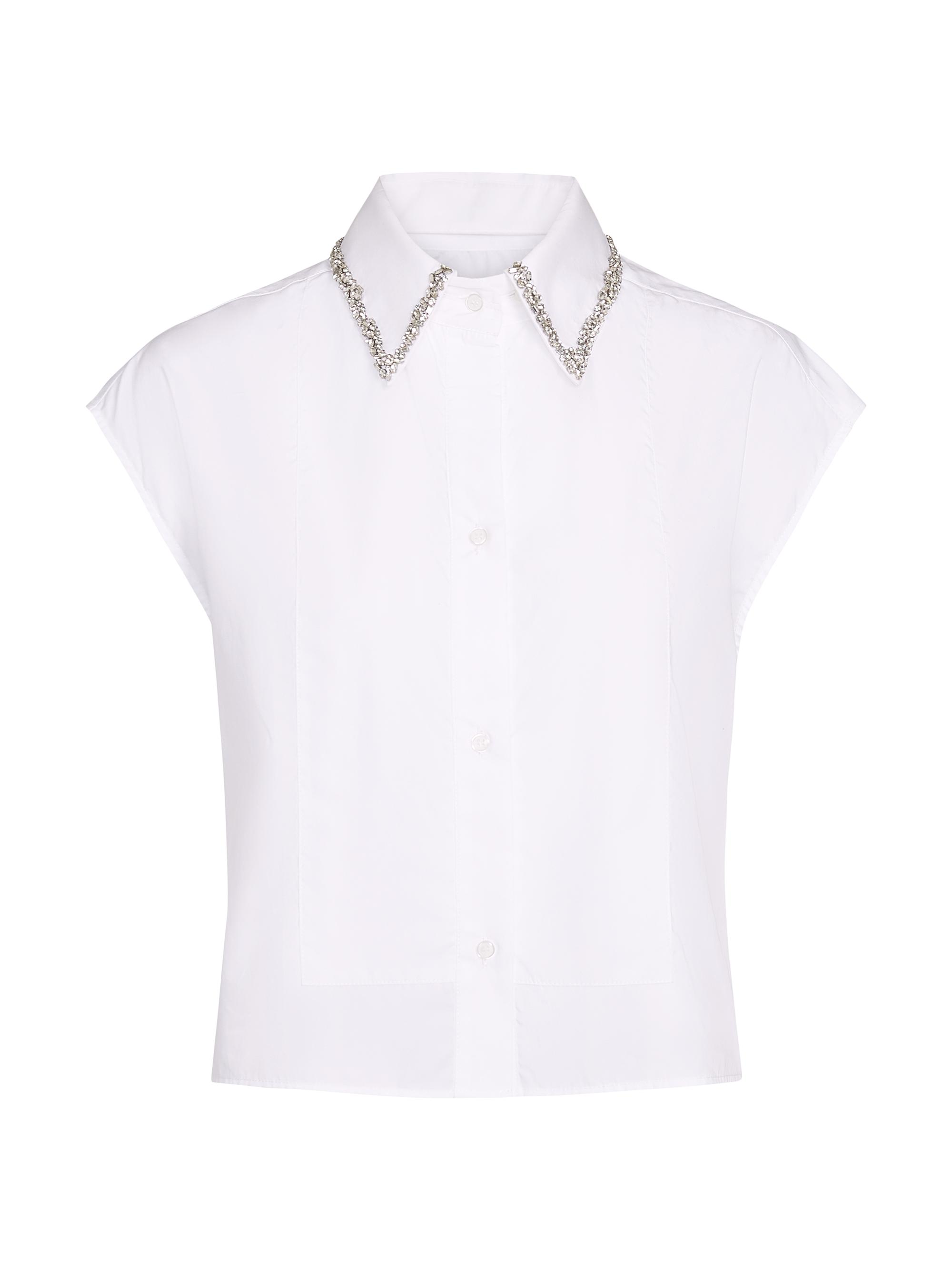 トップス PETITE COLLAR S/S SHIRT *WHITE PLAID pwa PETITE COLLAR S/S SHIRT *WHITE PLAID | Regular/Tall